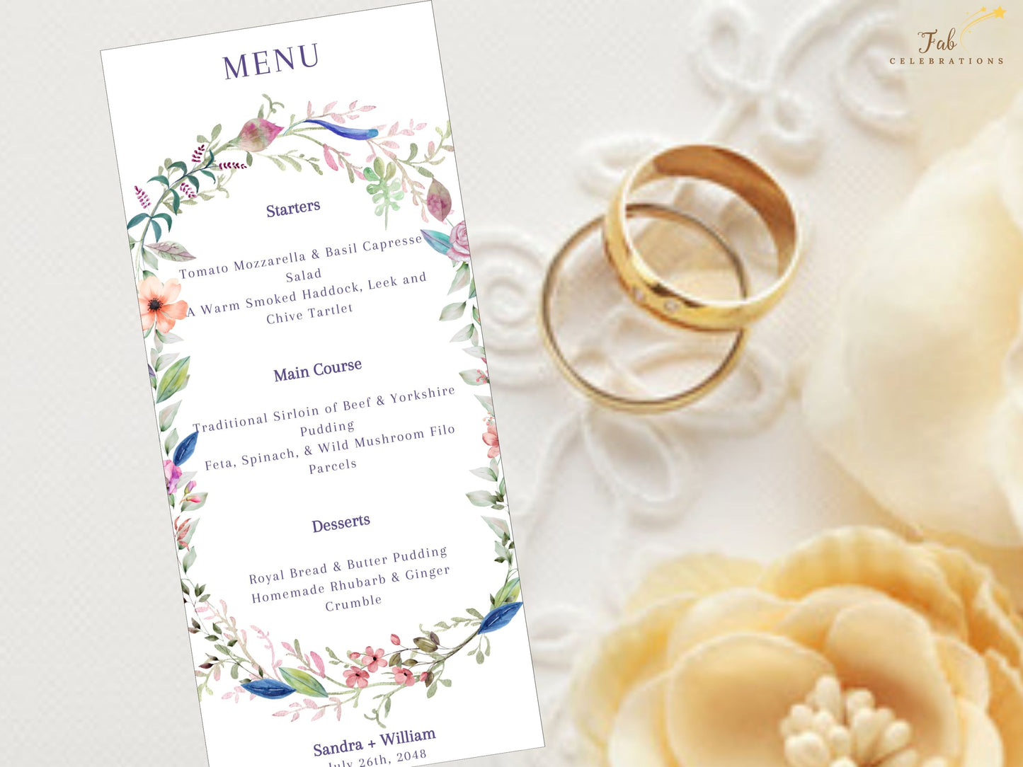 Boho wedding invitation template vintage typography style with watercolor floral accents and bohemian design elements, perfect for outdoor ceremony invitations.