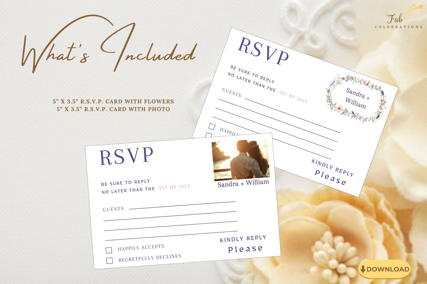 Boho wedding RSVP cards romantic design with watercolor floral illustrations and elegant typography, perfect printable RSVP cards for rustic chic celebrations.