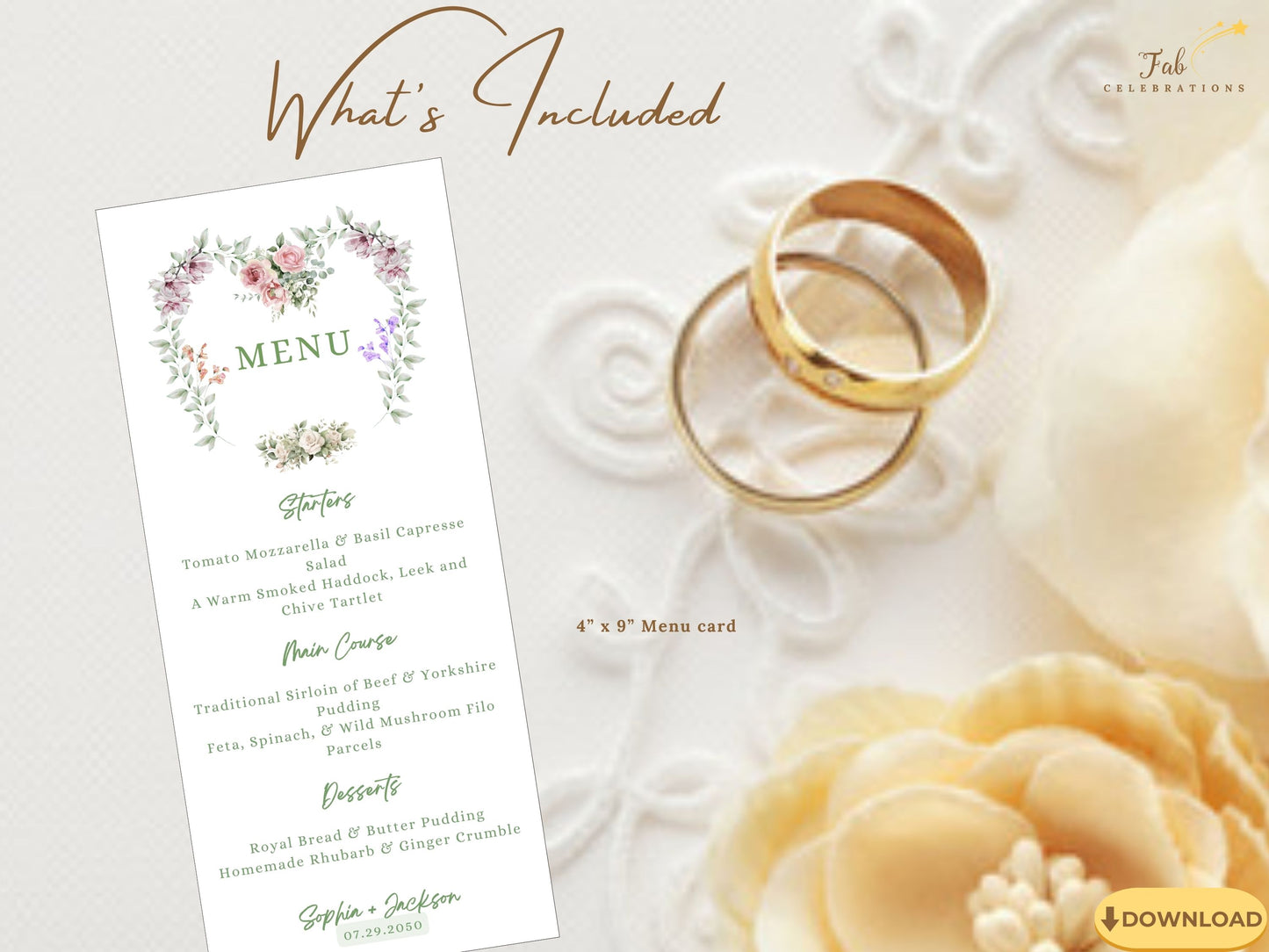 Sage wedding invitations watercolor floral detail highlighting roses, lavender sprigs, and ivory blooms for romantic rustic chic wedding stationery.