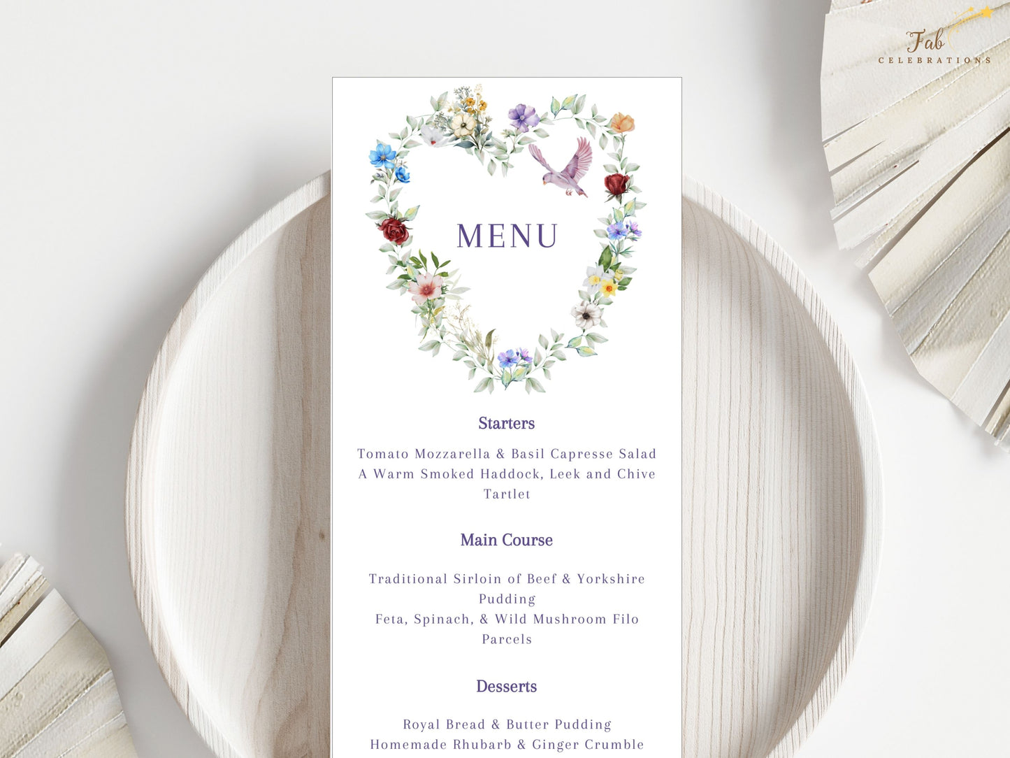 Watercolor wedding invitations thank you card design featuring dove motifs, floral wreaths and poetic typography, perfect for expressing gratitude after romantic garden ceremonies.