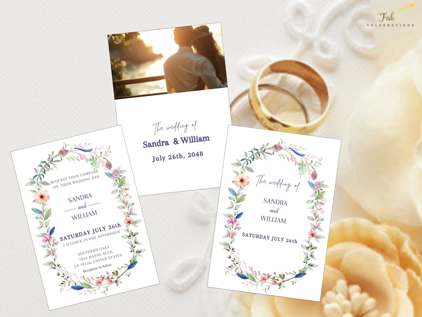 Wedding invitation template elegant professional design with refined typography and coordinated layout elements, perfect for formal wedding ceremonies and celebrations.