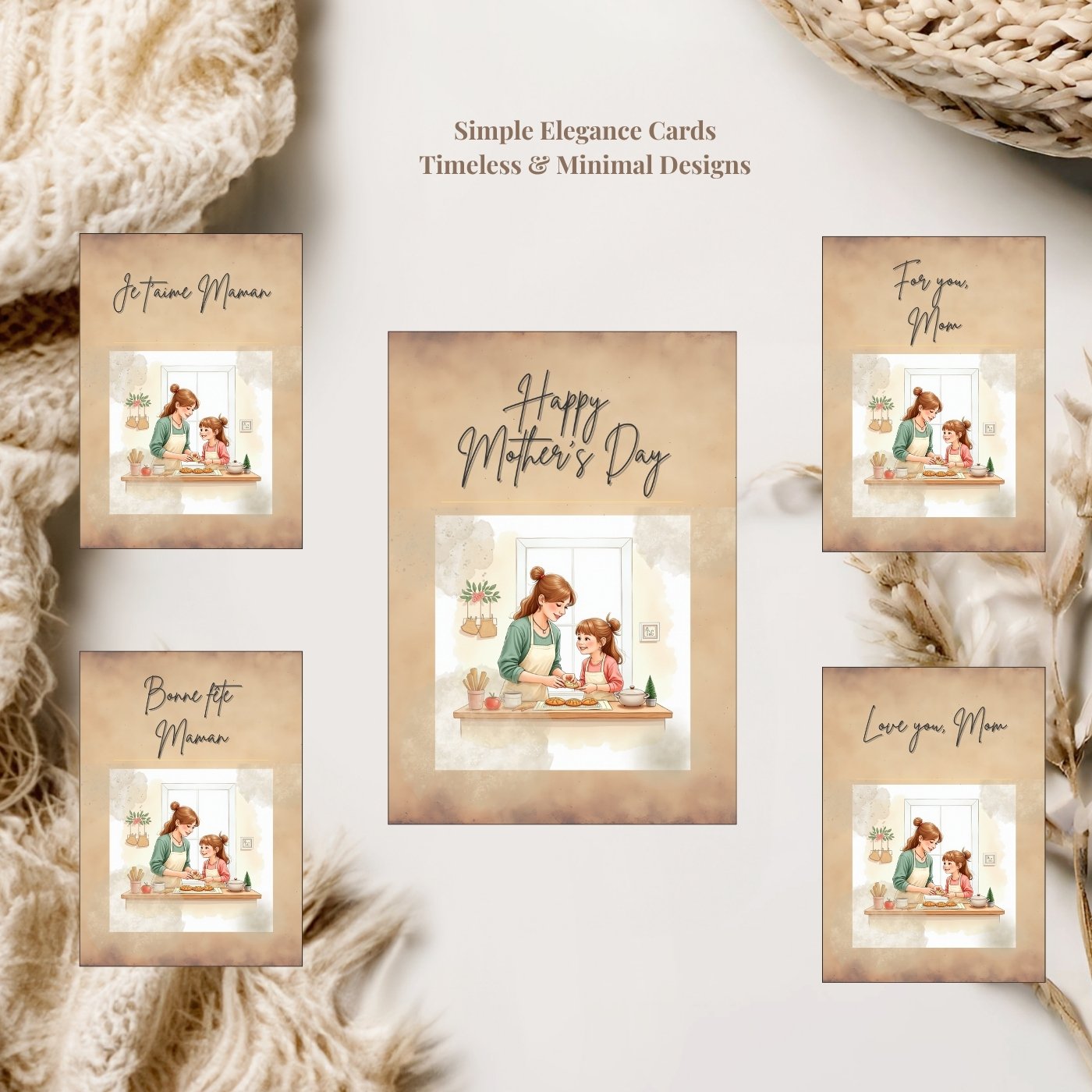 Simple elegance Mother’s Day cards with minimalist and refined design