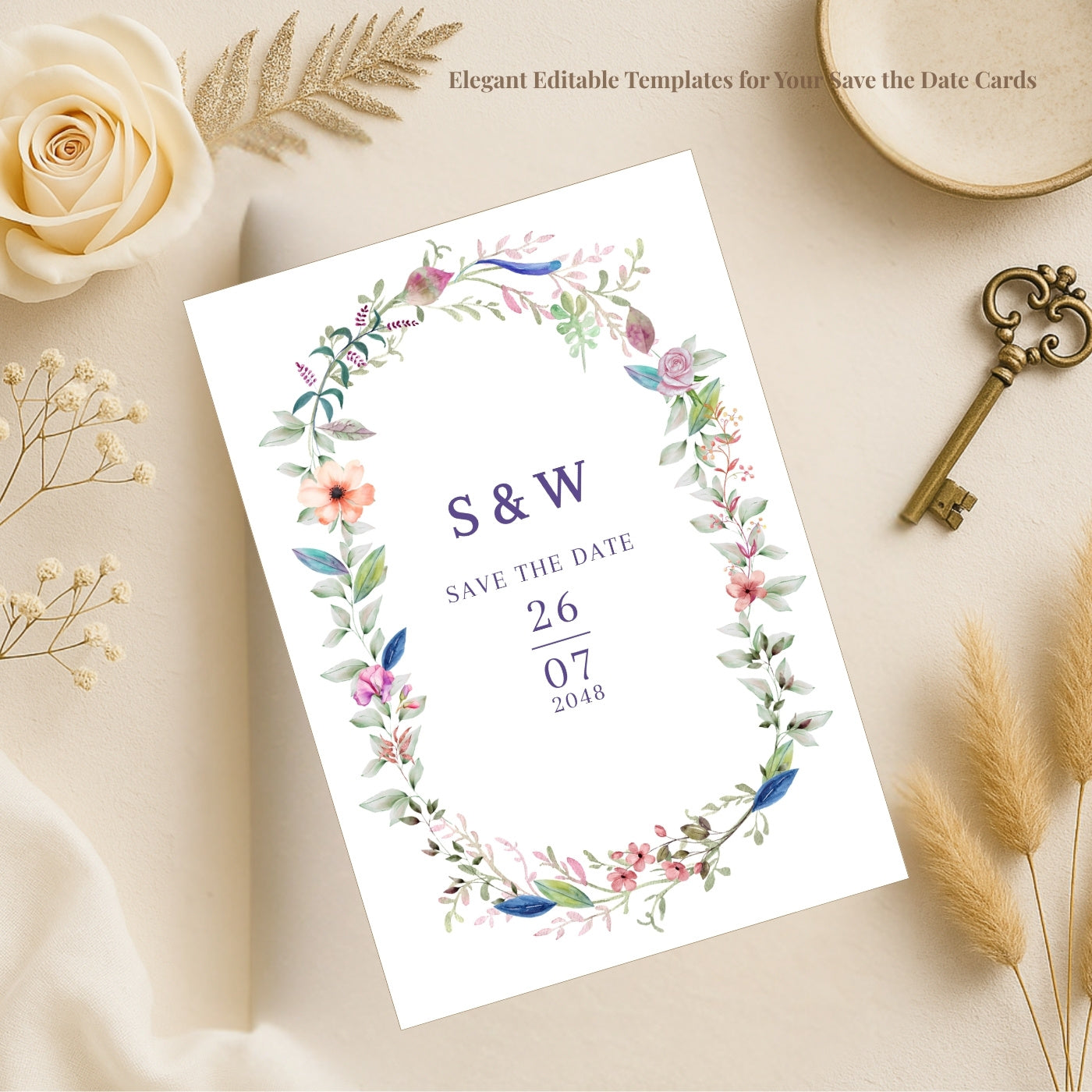 Elegant FabCelebrations wedding save the date collection featuring editable templates designed to announce your special day with timeless floral charm.