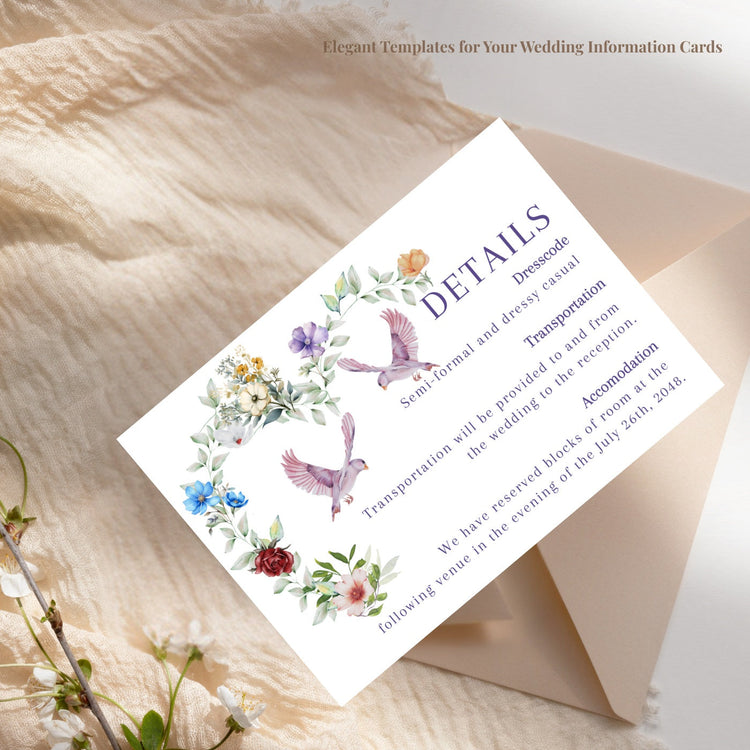 Elegant Editable Templates for Your Wedding Details Cards