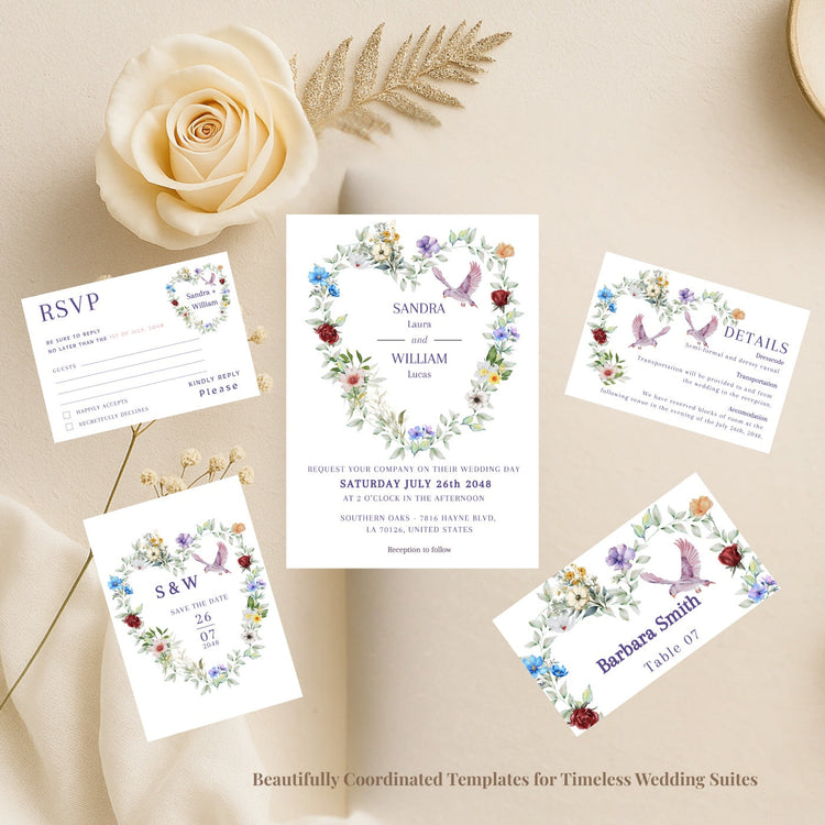 Elegant Editable Templates for Your Complete Wedding Invitation Sets