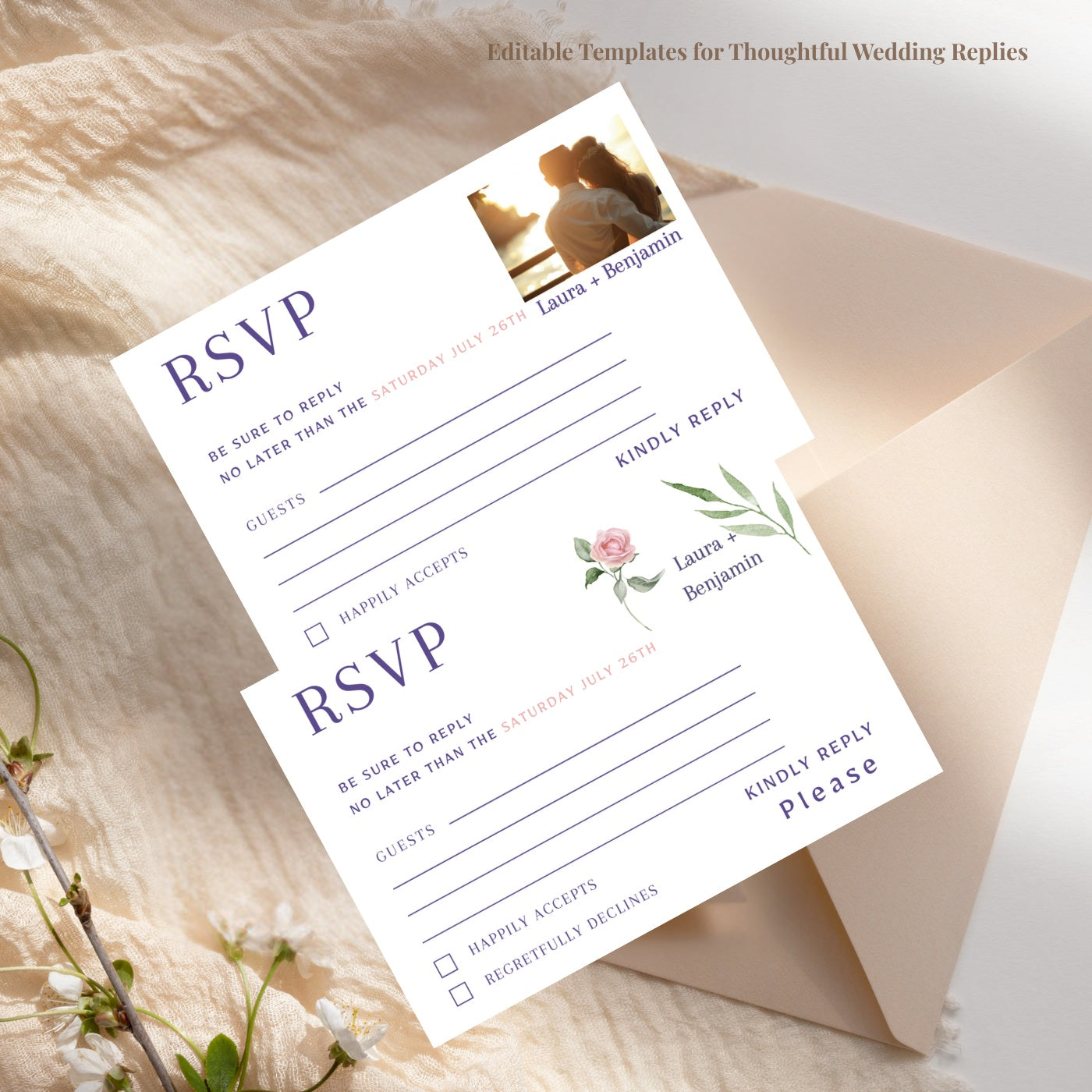 Elegant Editable Templates for Your Wedding RSVP Cards