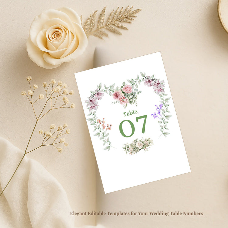 Elegant Editable Templates for Your Wedding Table Numbers