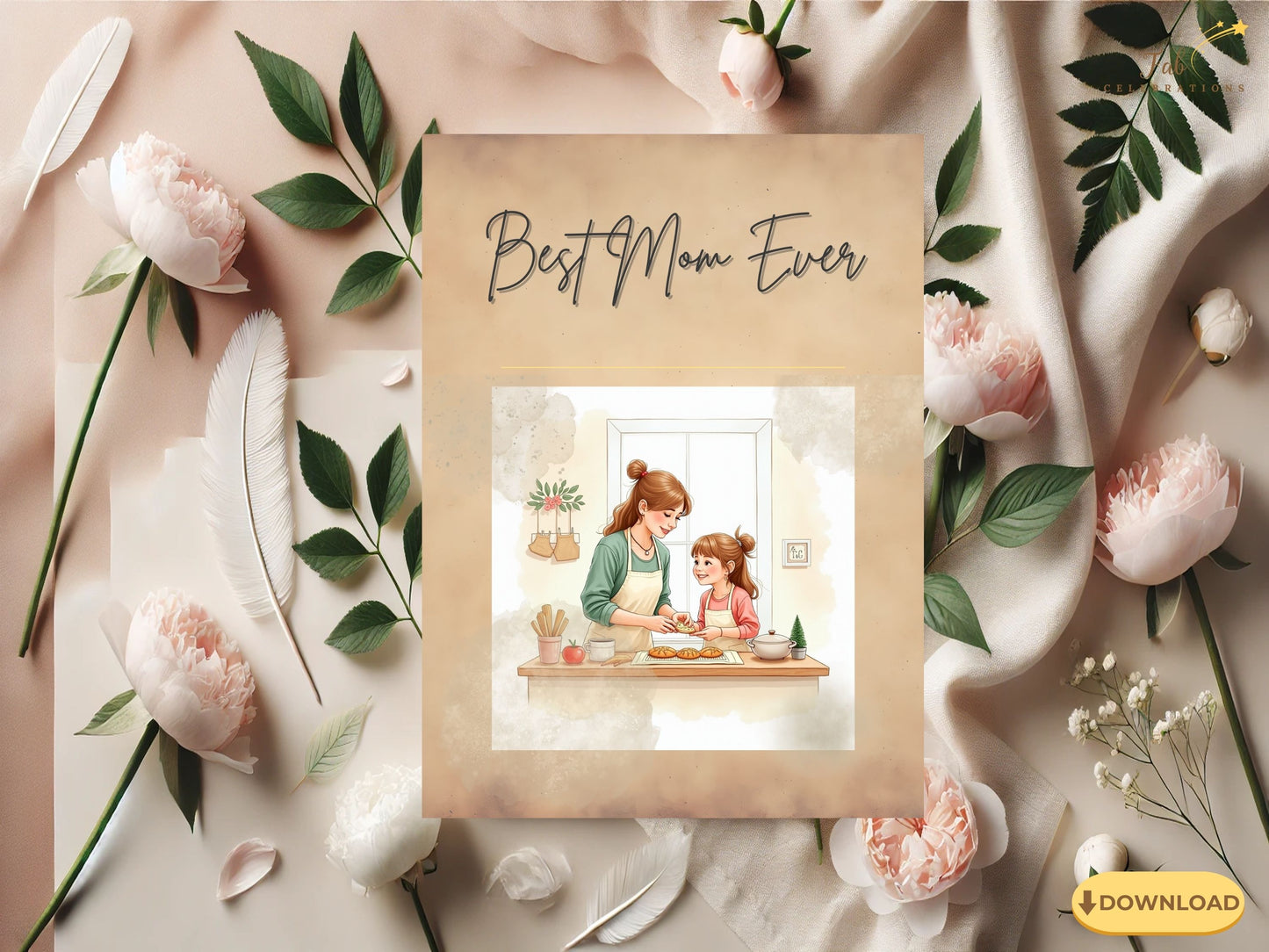 Best Mom Ever Card Printable editable Canva template preview demonstrating easy personalization of text and layout, featuring refined neutral styling and timeless elegant composition.