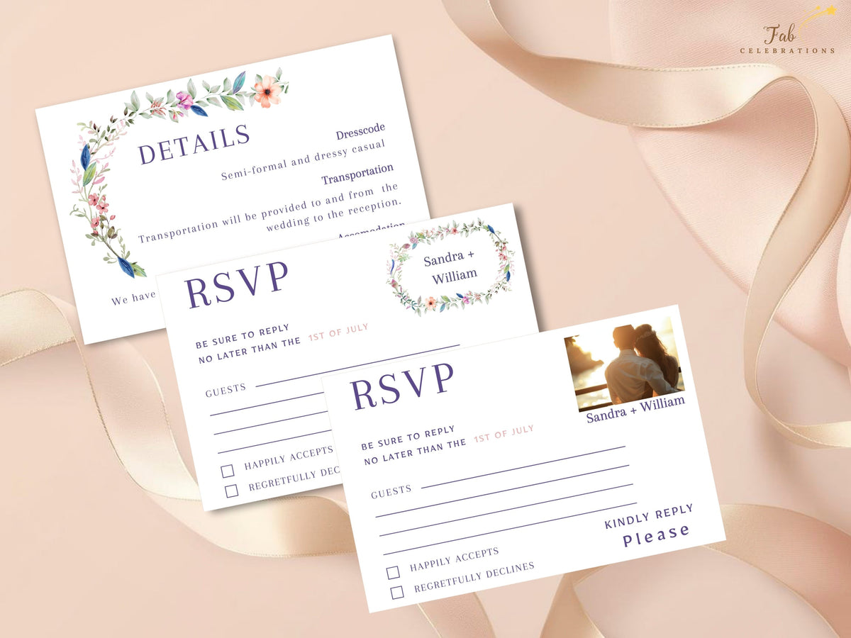 Boho Floral Wedding Suite — 6 Editable Canva Invitation Templates