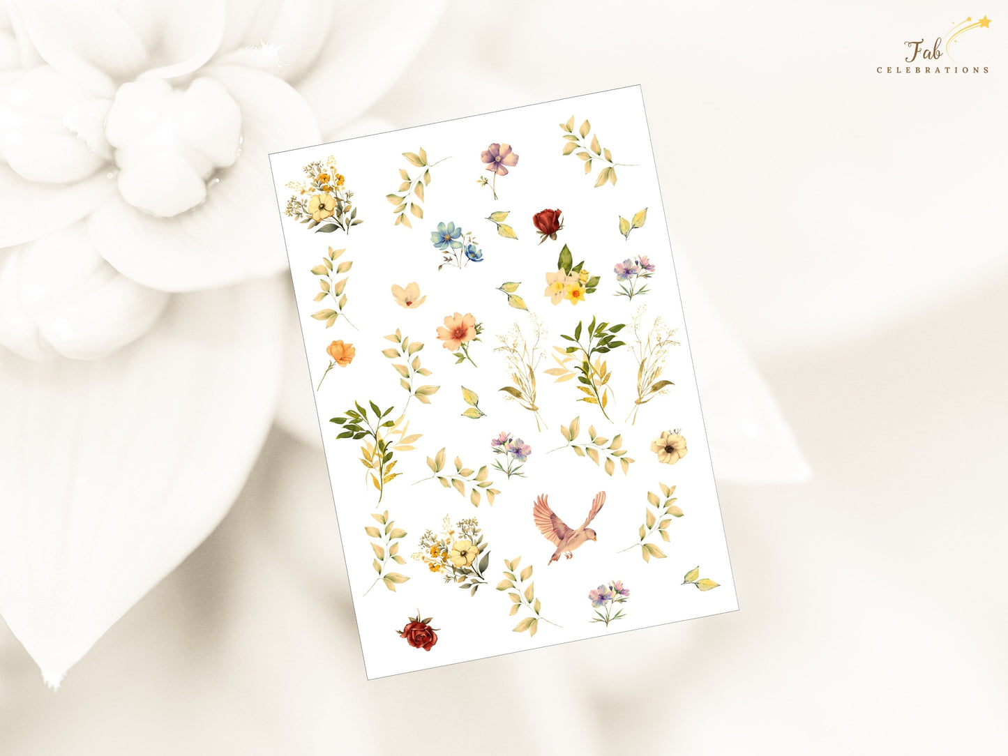 Printable Romantic Wedding Menu featuring watercolor-inspired botanical artwork, floral heart composition and editable Canva design for beautifully coordinated reception tables.
