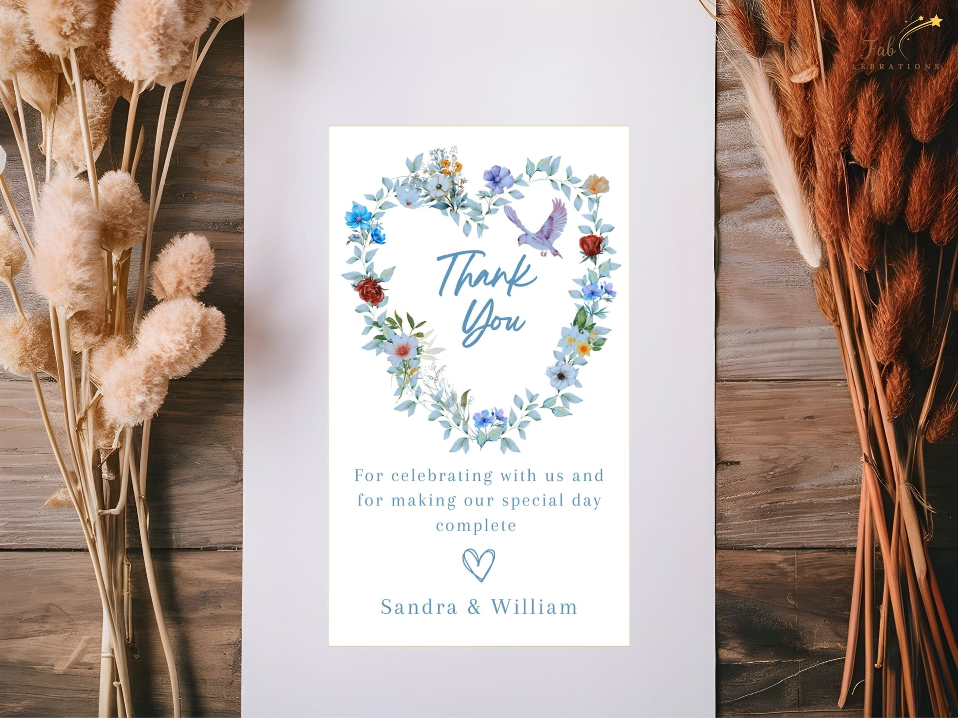 Elegant Wedding Thank You Card designed for garden weddings and French-inspired celebrations with customizable Canva editing and refined botanical styling.