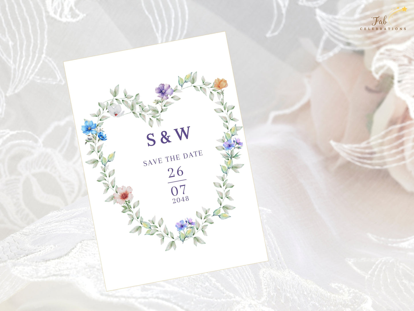 Elegant Garden Save the Date Card printable Canva design with romantic floral accents and botanical greenery created for garden wedding celebrations.