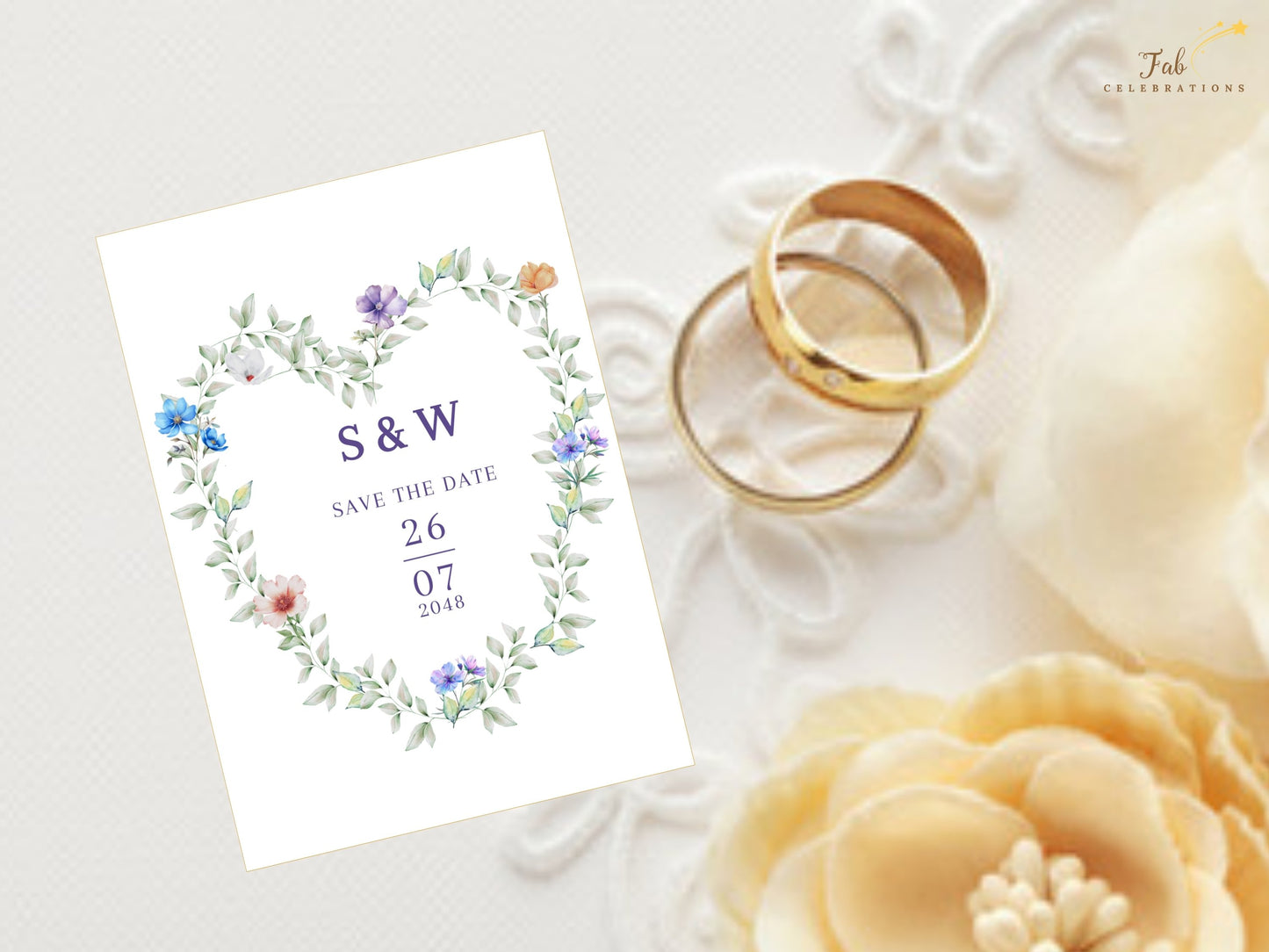 Elegant Garden Save the Date Card wedding announcement template featuring elegant typography and watercolor-inspired floral details for memorable occasions.