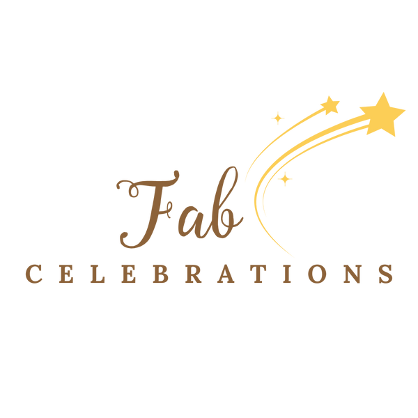FabCelebrations logo — elegant and romantic brand for printable and editable celebration templates.
