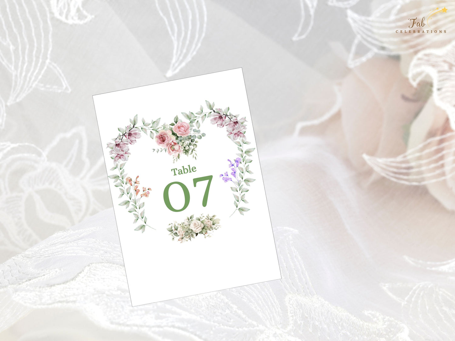 Floral wedding template rustic table decor flatlay featuring watercolor roses, lavender details, and countryside-inspired stationery for elegant receptions.