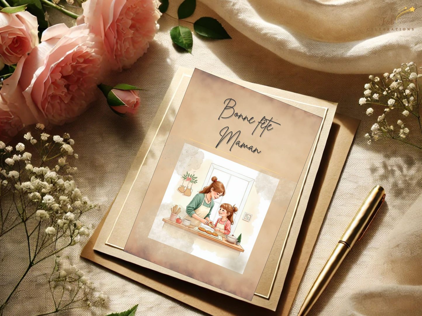 French Mother’s Day Card Set personalized example displaying customizable French messages, elegant typography, balanced layouts, and soft timeless pastel aesthetics for a meaningful keepsake.