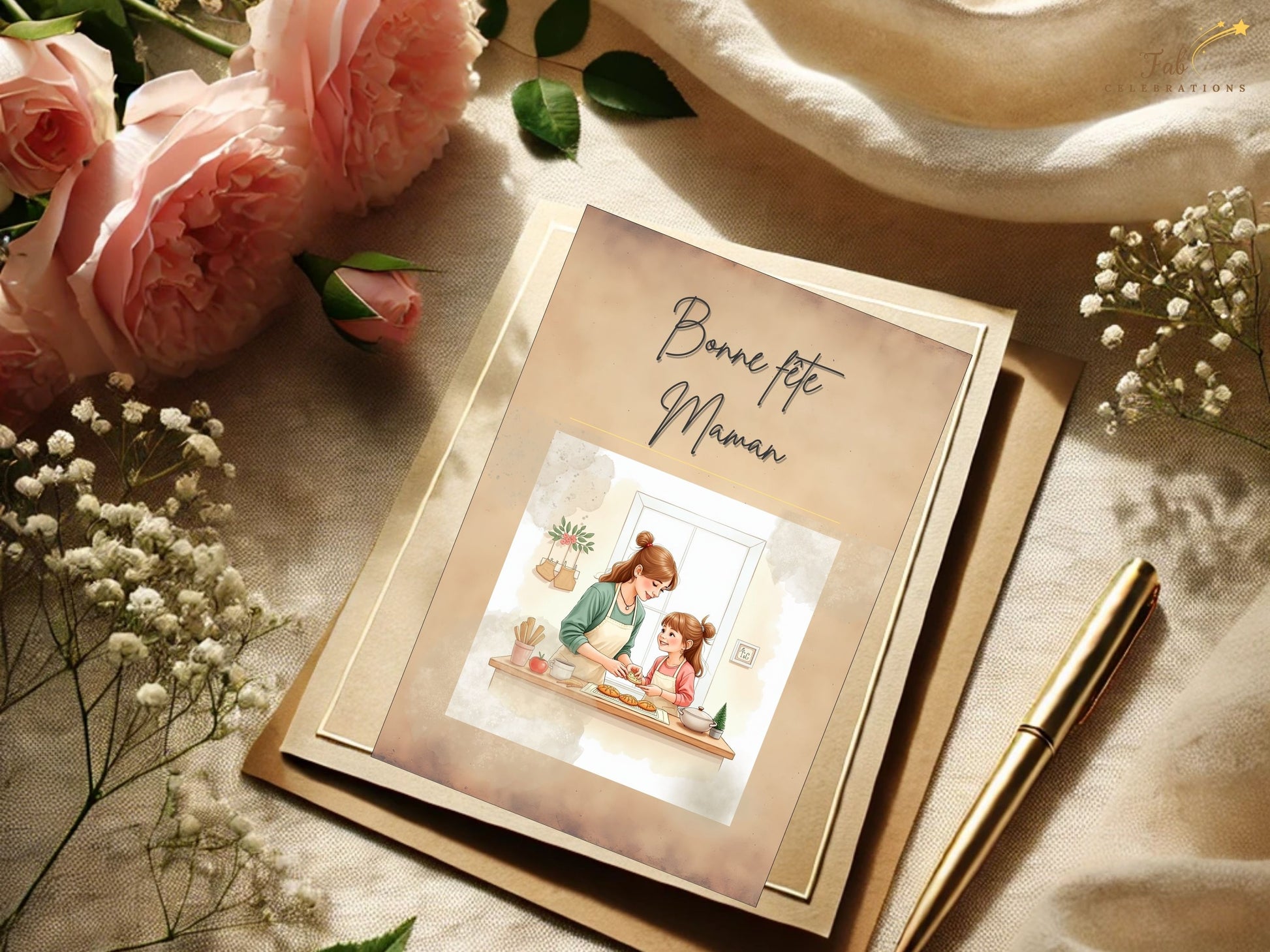 French Mother’s Day Card Set personalized example displaying customizable French messages, elegant typography, balanced layouts, and soft timeless pastel aesthetics for a meaningful keepsake.