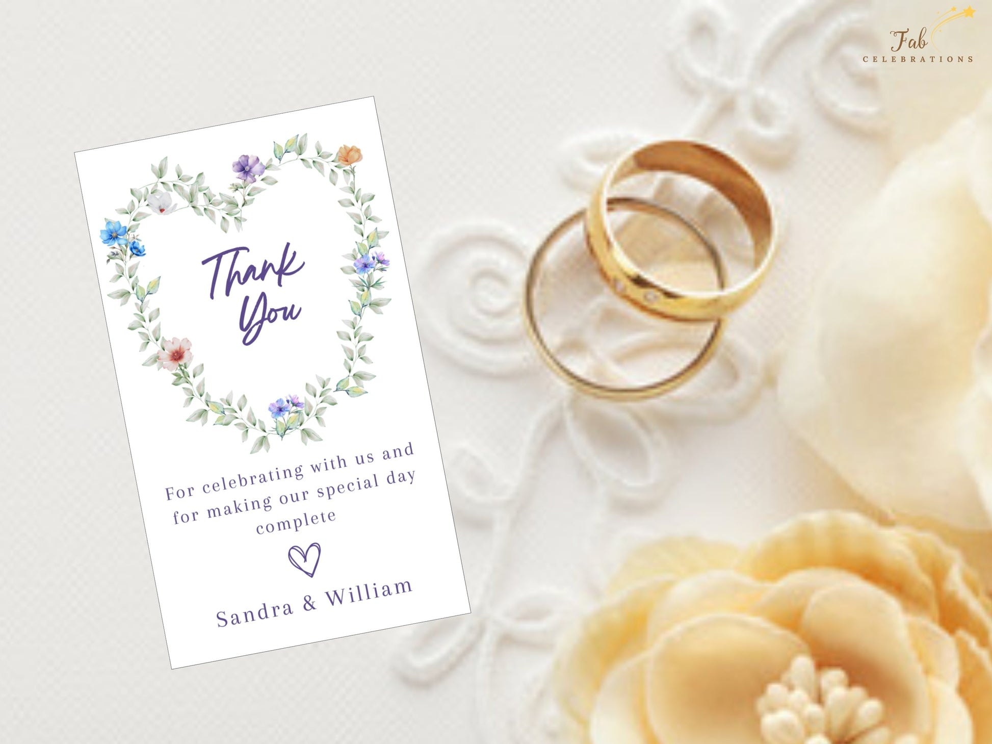 Complete Heart Shaped Wedding Invitation Set displaying invitation, RSVP cards, menu card, table number, place card, and thank you card templates