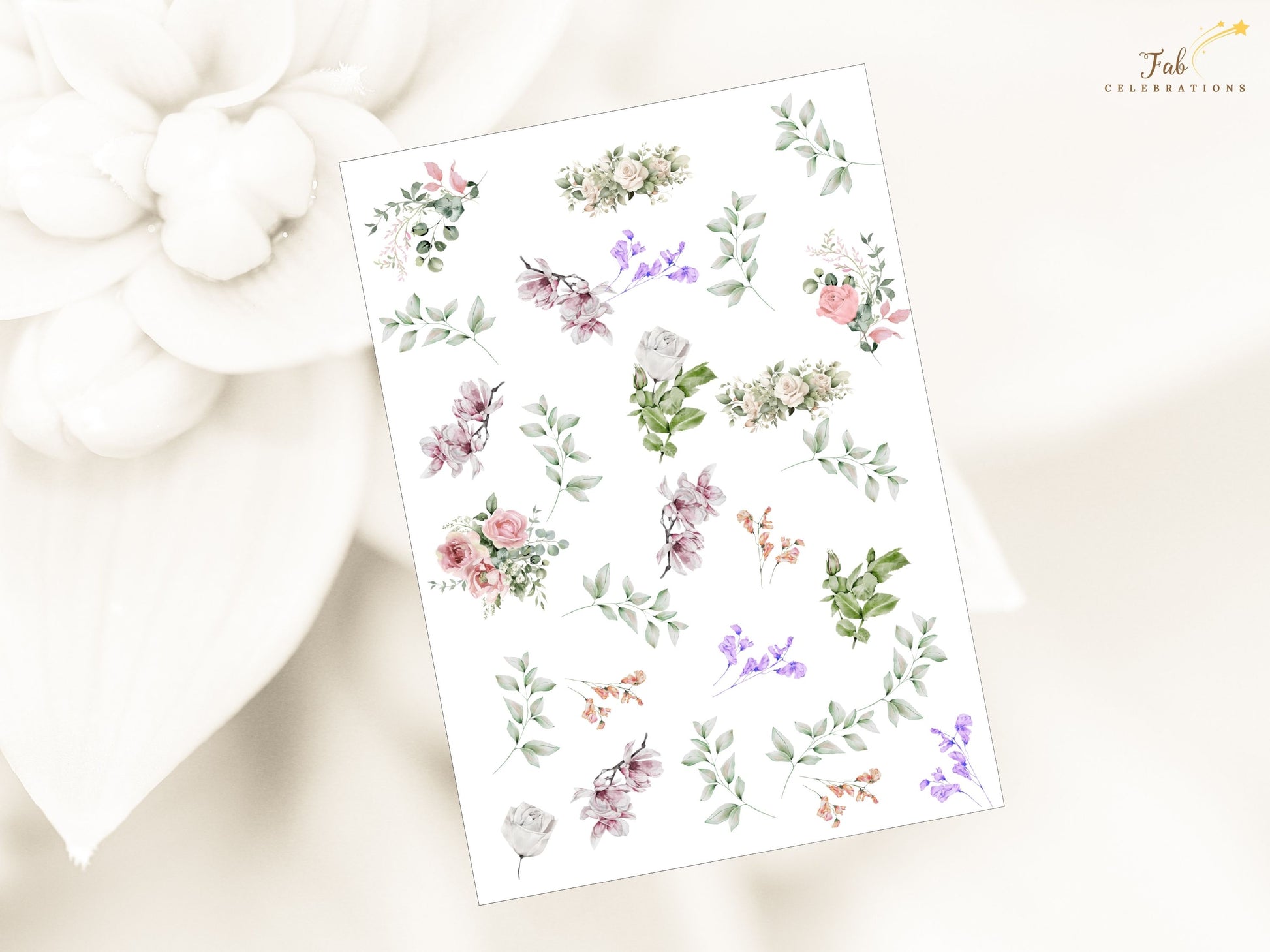 Lavender wedding invitations Save the Date closeup mockup highlighting floral watercolor heart and refined typography for rustic chic wedding stationery.