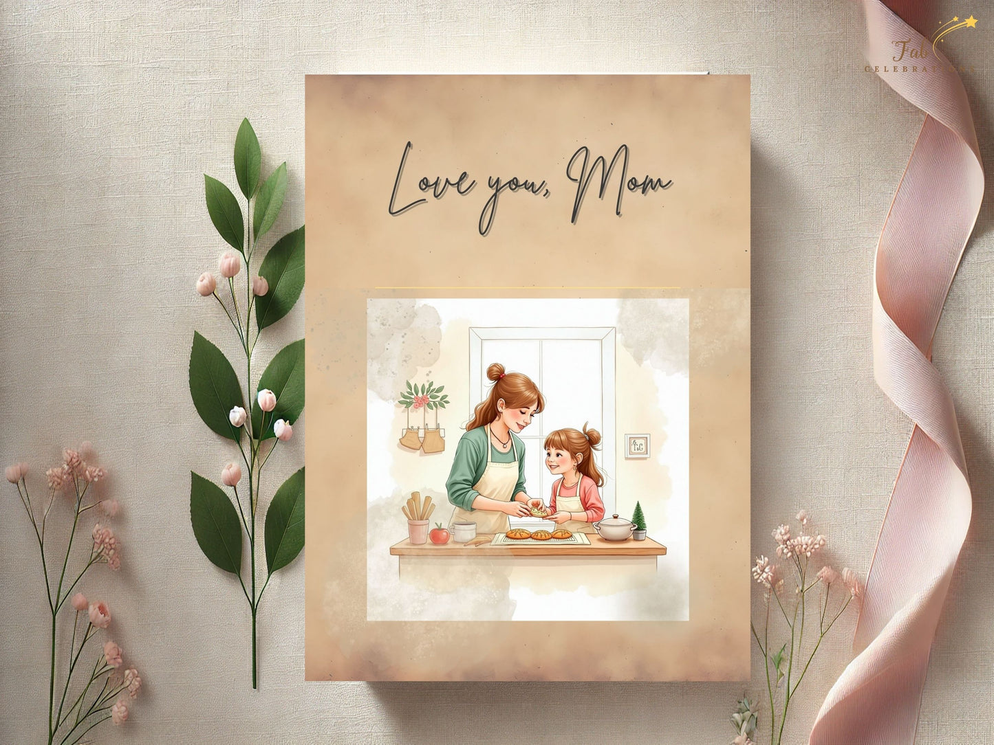 Love You Mom Card Printable personalized example displaying a custom heartfelt message for mom, styled with elegant typography, balanced composition, and soft neutral pastel tones.