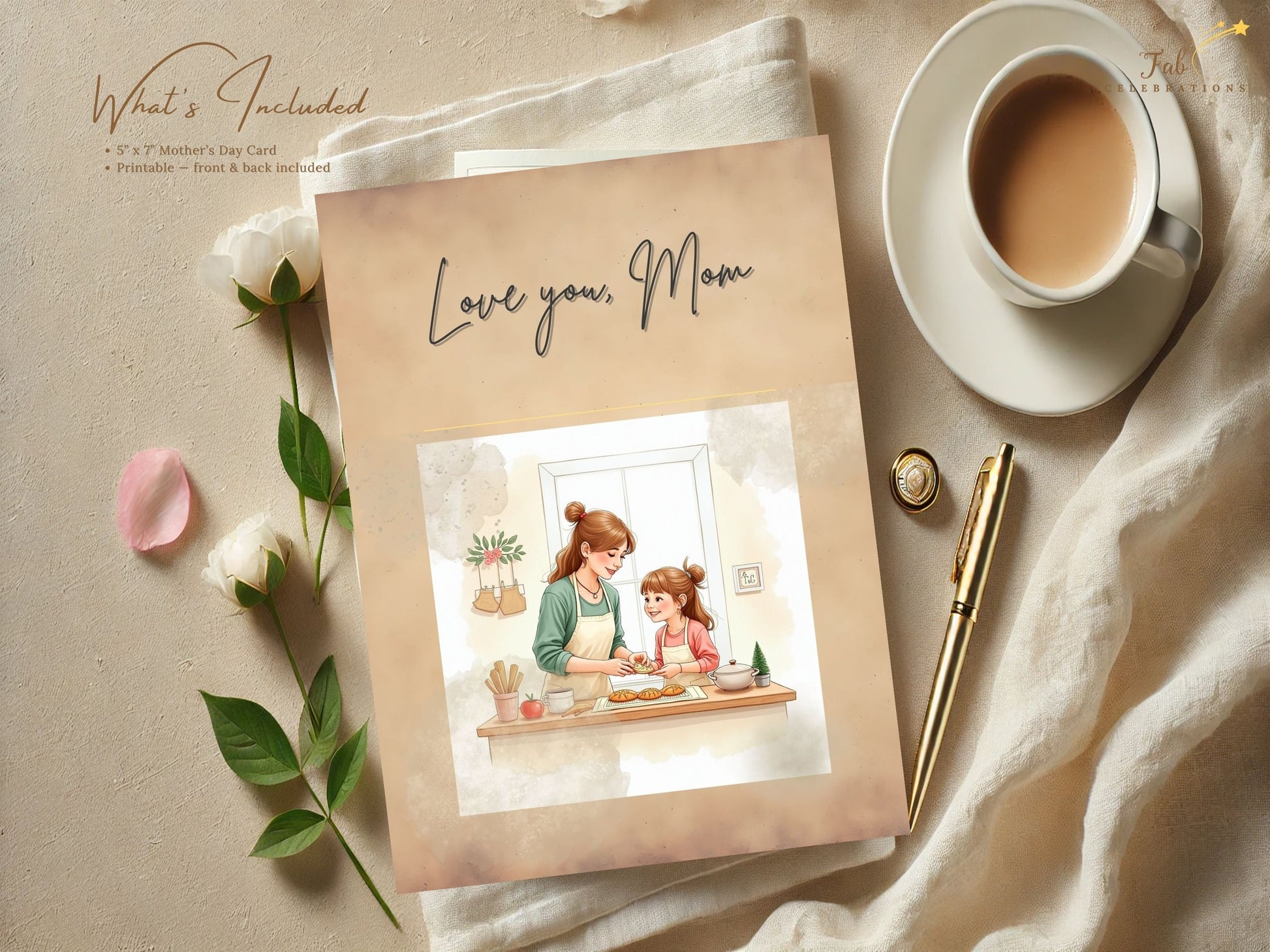 Love You Mom Card Printable personalized example displaying a custom heartfelt message for mom, styled with elegant typography, balanced composition, and soft neutral pastel tones.