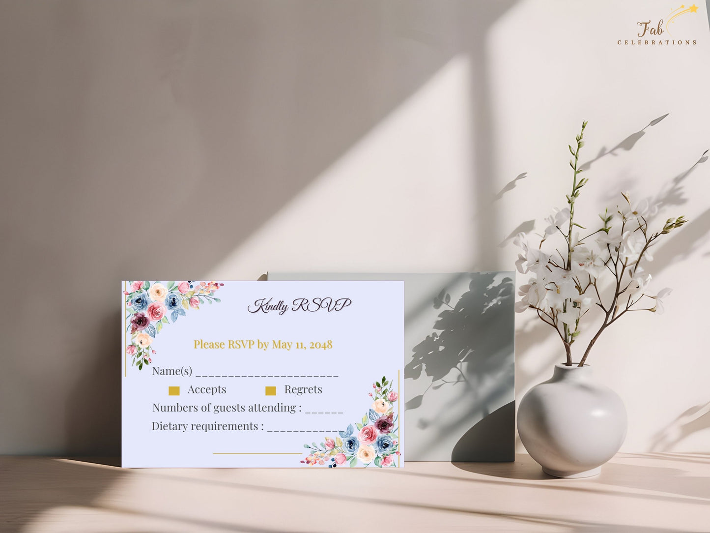 Mother’s Day Brunch RSVP editable Canva template designed with romantic watercolor blooms and a balanced floral layout for a charming and polished celebration presentation.
