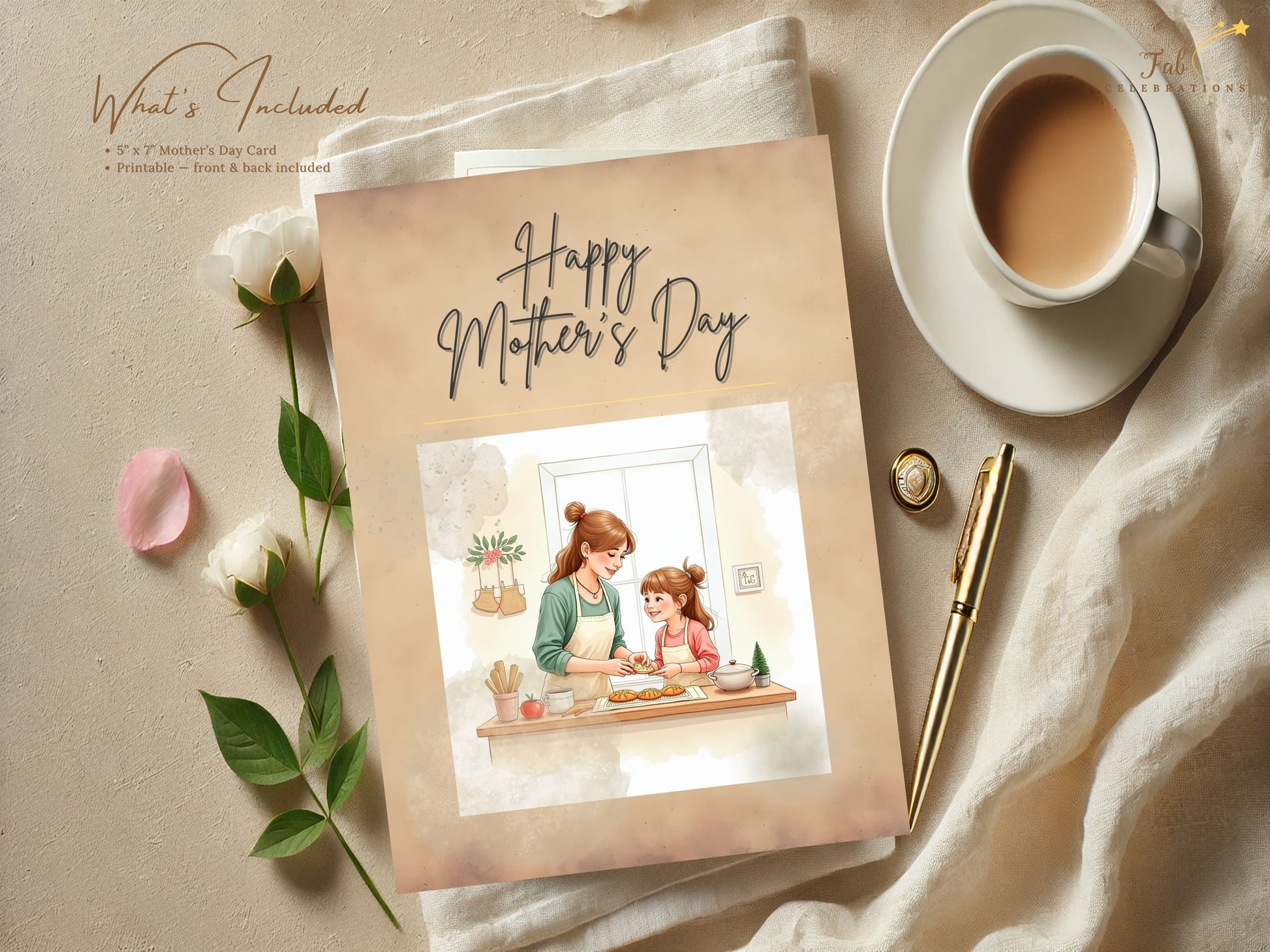 Mother’s Day Card Printable personalized example displaying a custom message for mom, beautifully arranged with balanced typography and soft French-inspired design elements.