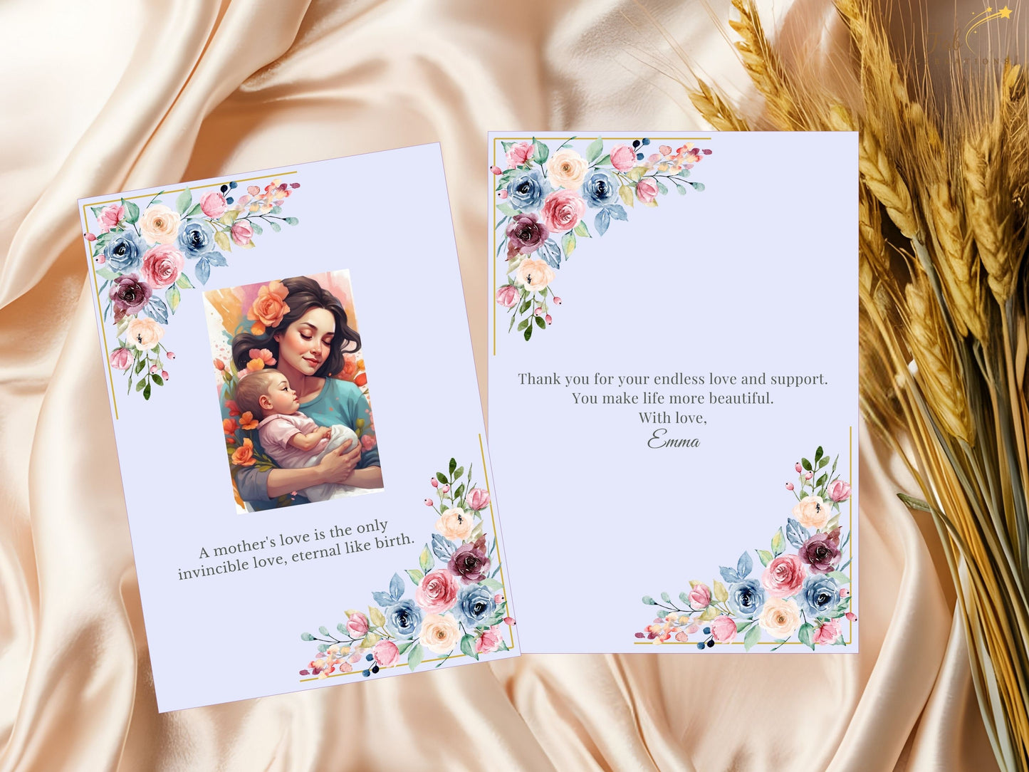 Mother’s Day Deluxe Set editable Canva templates displayed on screen, showing how invitations, menus, RSVP cards, and celebration details can easily be personalized for a cohesive event.