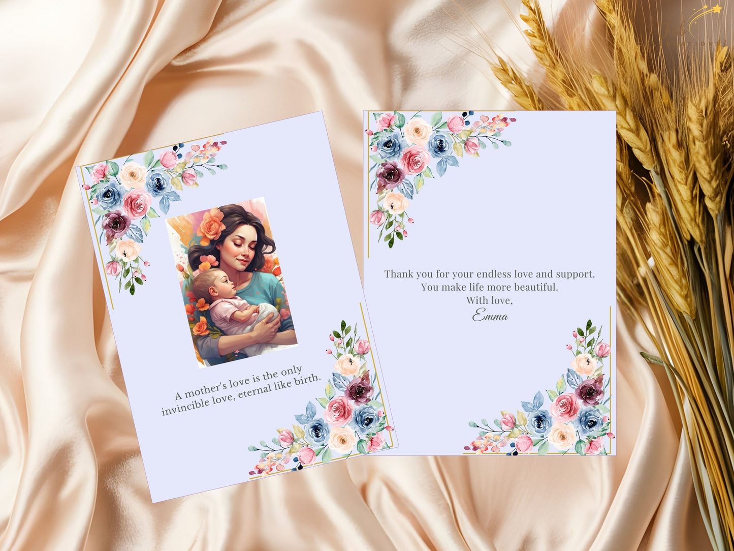 Mother’s Day Invitation sage green botanical accents bringing freshness and harmony to the delicate blush watercolor floral design and elegant feminine layout.