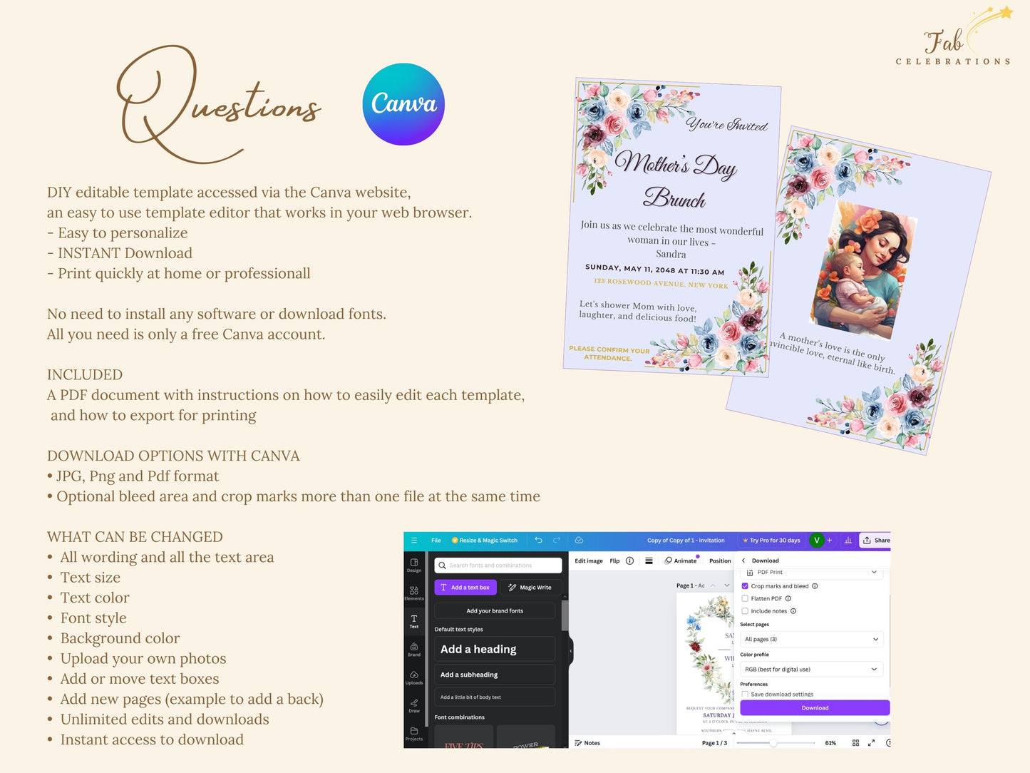 Mother’s Day Invitation spring table presentation displaying coordinated floral stationery, pastel watercolor-inspired artwork, and refined decorative details for a graceful event setting.
