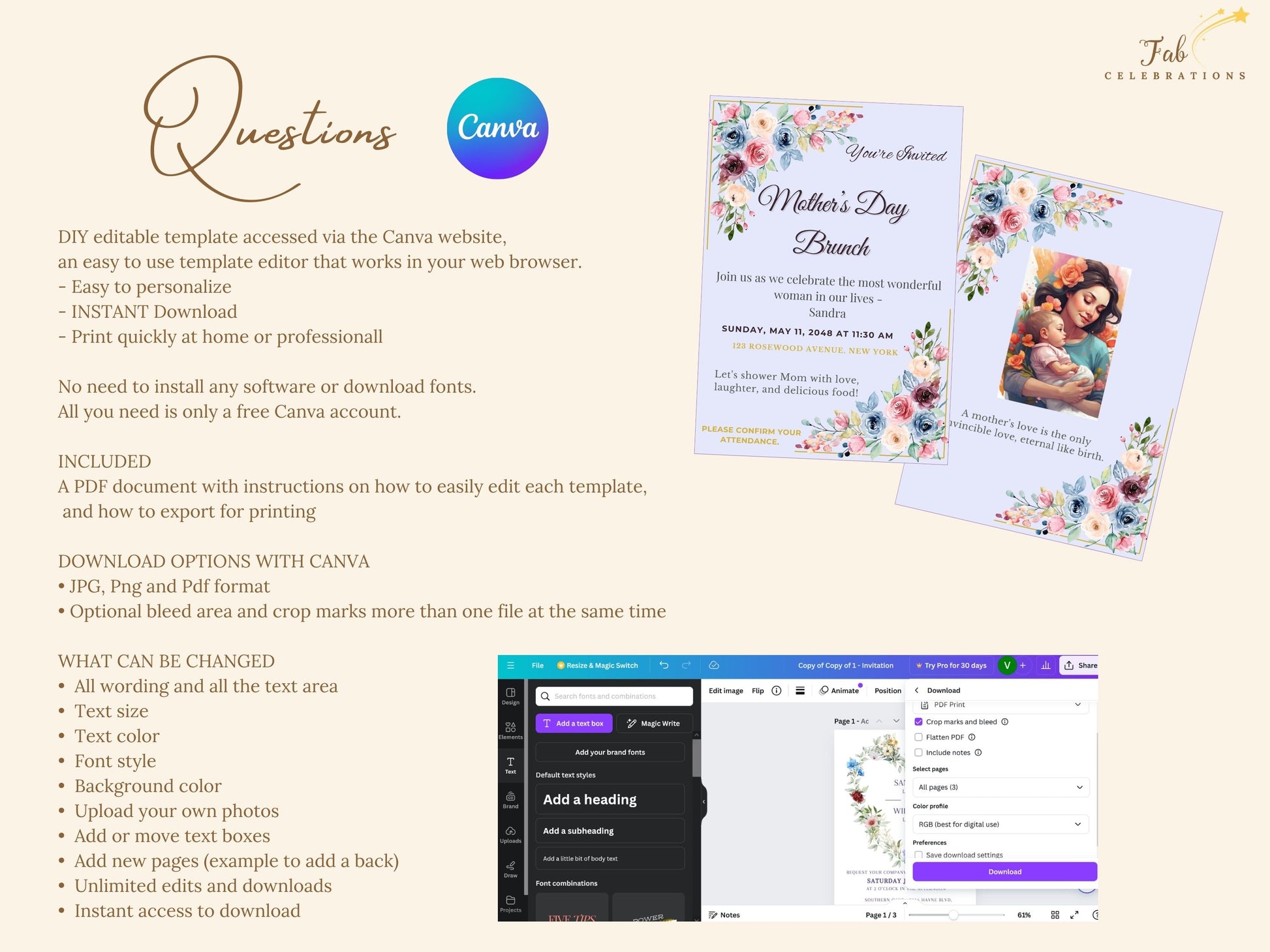 Mother’s Day Invitation spring table presentation displaying coordinated floral stationery, pastel watercolor-inspired artwork, and refined decorative details for a graceful event setting.