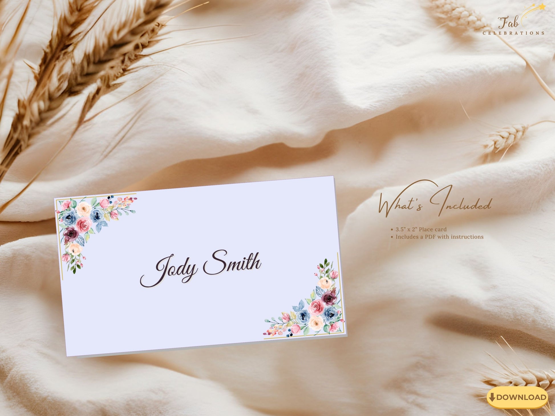 Mother’s Day Name Card displayed on an elegant brunch table with blush floral accents, pastel linens, and coordinated décor creating a warm and welcoming Mother’s Day atmosphere.