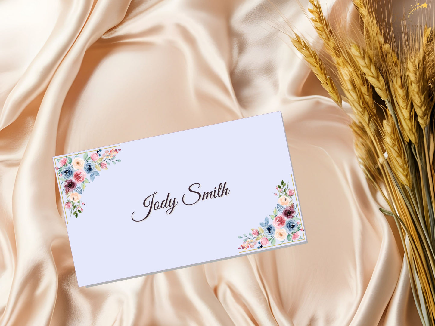 Mother’s Day Name Card styled on a romantic brunch tablescape with floral centerpieces and pastel décor, showcasing coordinated Canva place cards for elegant seating arrangements.