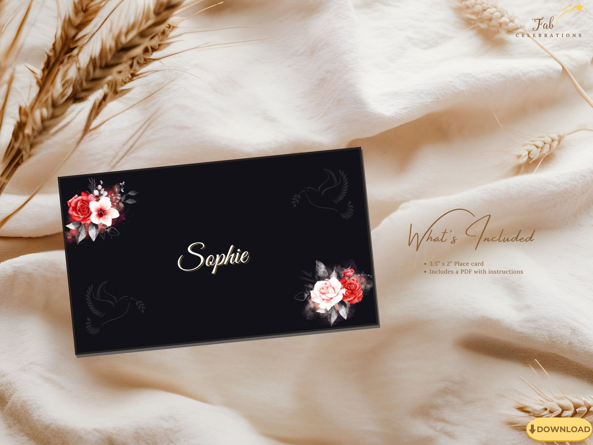 Mother’s Day Place Card flat 3.5x2 layout designed to coordinate seamlessly with matching invitation, RSVP, menu, and details cards from the Eternal Love collection.