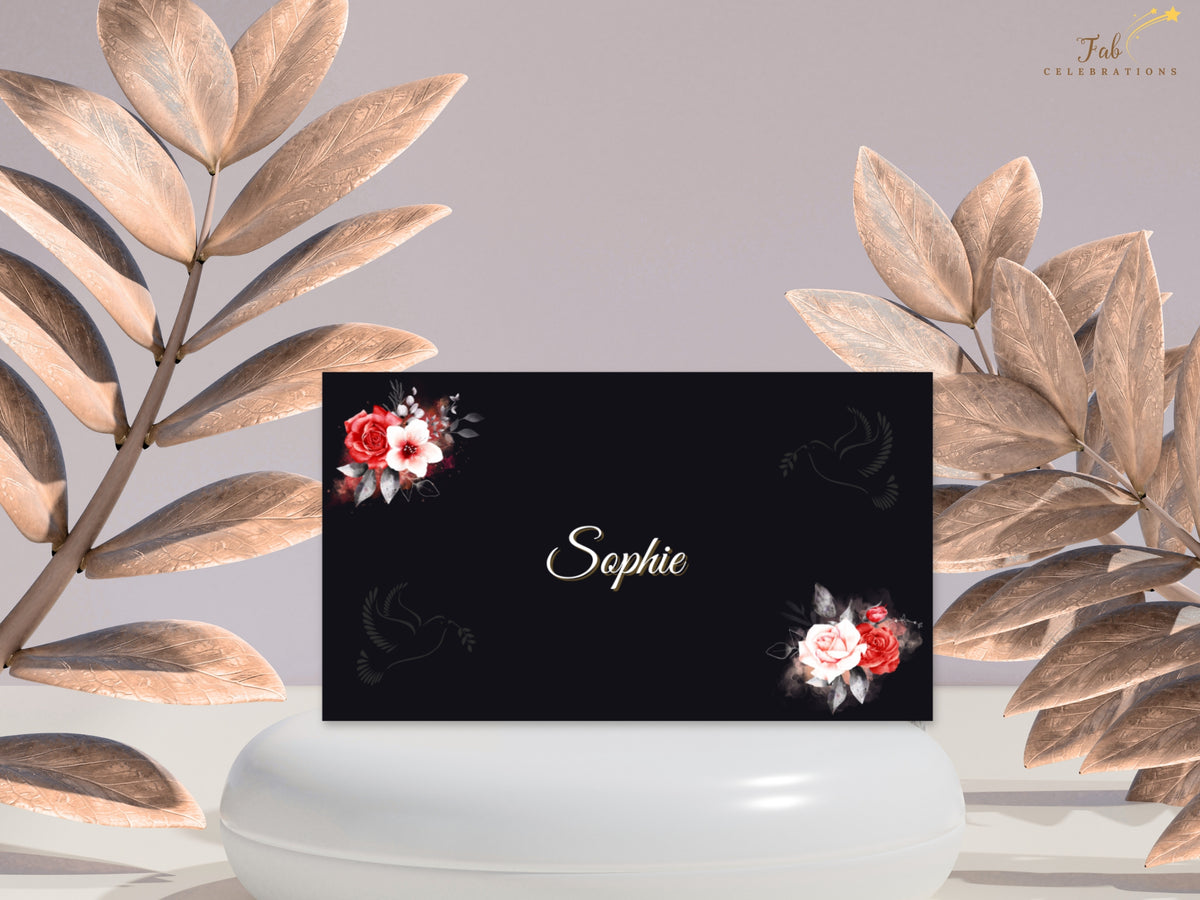 Mother’s Day Place Card – Black & Gold Canva Template