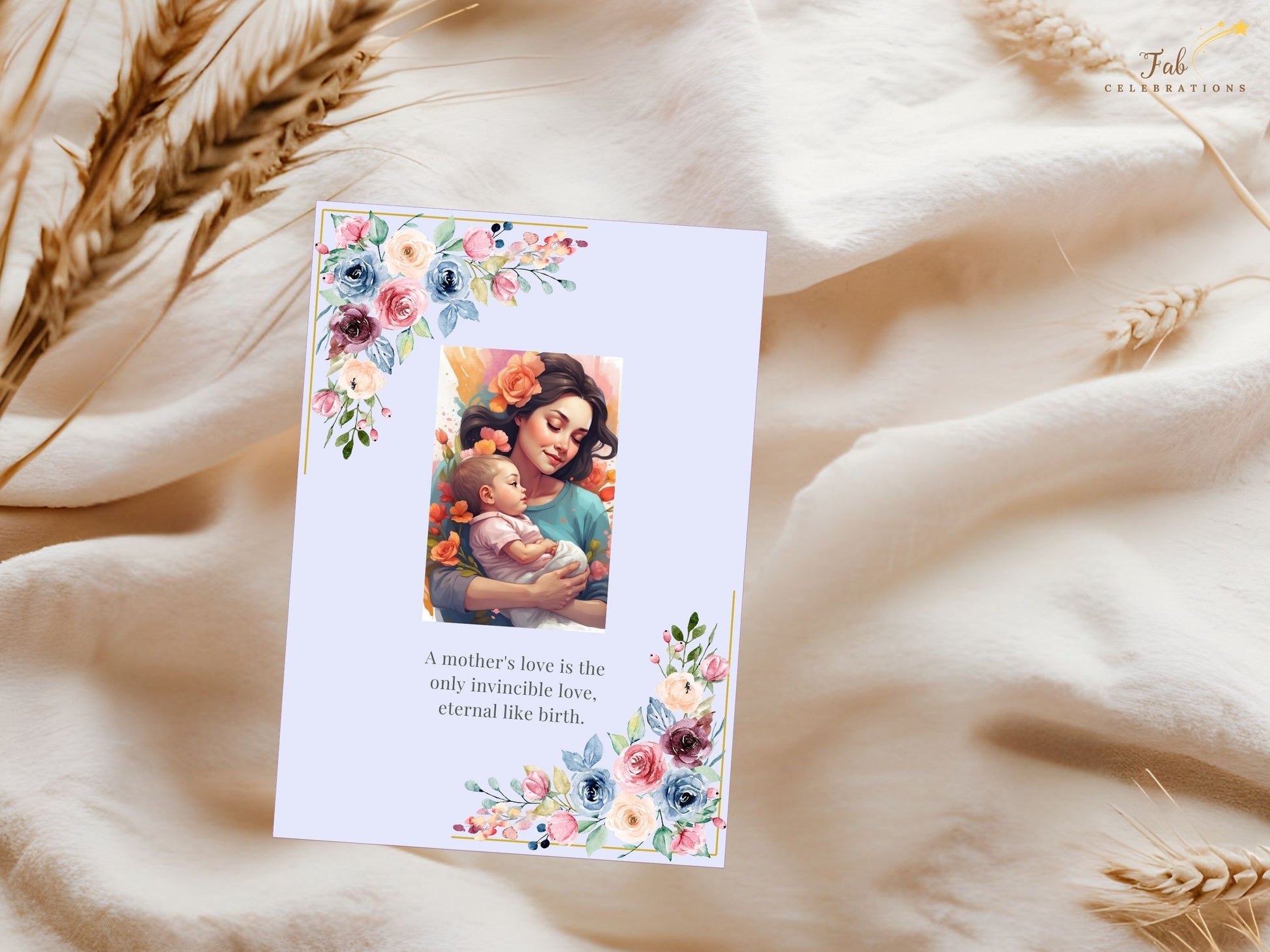 Mother’s Day Quote Card printable 5x7 layout showcasing refined typography, soft floral accents, and graceful feminine styling perfect for thoughtful Mother’s Day gifts.