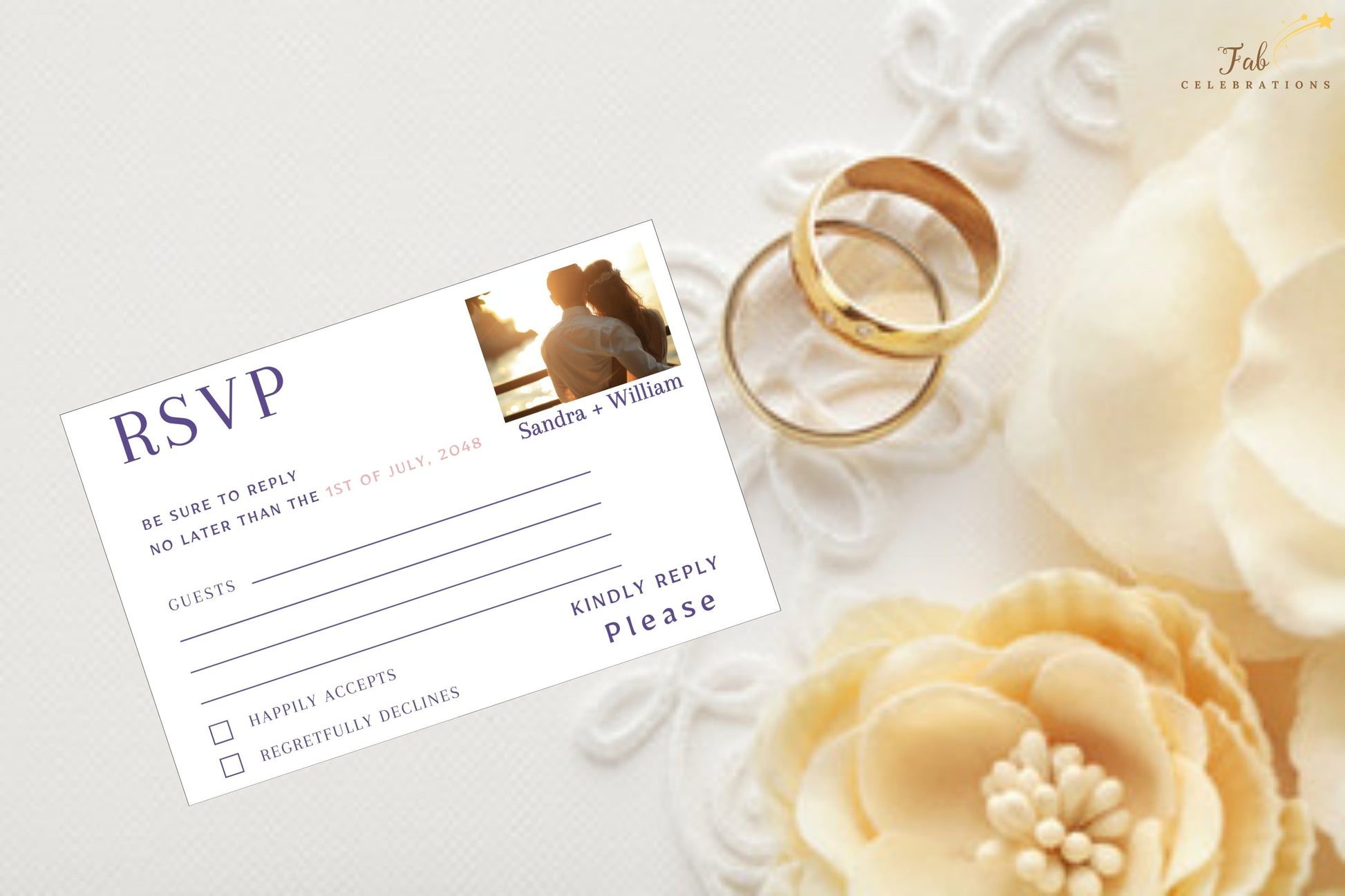 Pastel Floral RSVP Card printable Canva design with watercolor-inspired floral artwork created for garden weddings, rustic celebrations and elegant receptions.