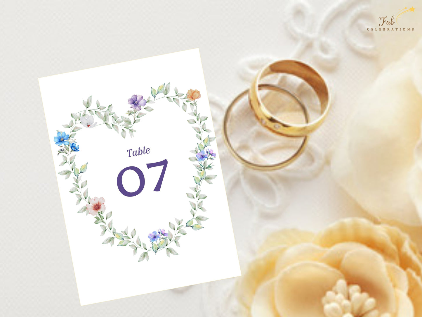Pastel Garden Table Number editable wedding reception sign with romantic floral artwork and customizable numbering for coordinated wedding décor.