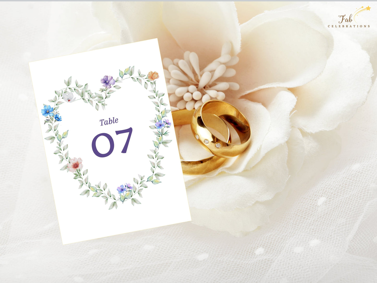 Pastel Garden Table Number printable Canva design with elegant typography and delicate botanical accents created for garden wedding celebrations.