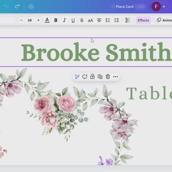 Video overview of the Wedding Place Cards featuring a boho floral Canva template with elegant red and white roses — perfect for adding personalized charm to your wedding seating.