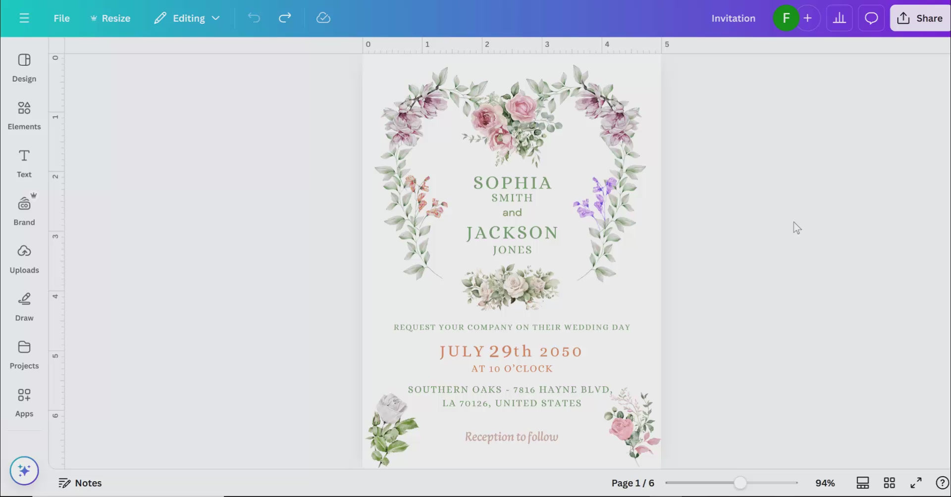 Video preview of the Wedding Invitations Set showing the editable Canva floral suite in use, highlighting how to personalize each template for elegant events with charm and ease.