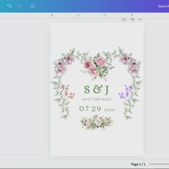 Video presentation of the Save the Date Wedding Card showcasing an editable Canva floral template with red and white roses, designed to announce your wedding with charm and elegance.
