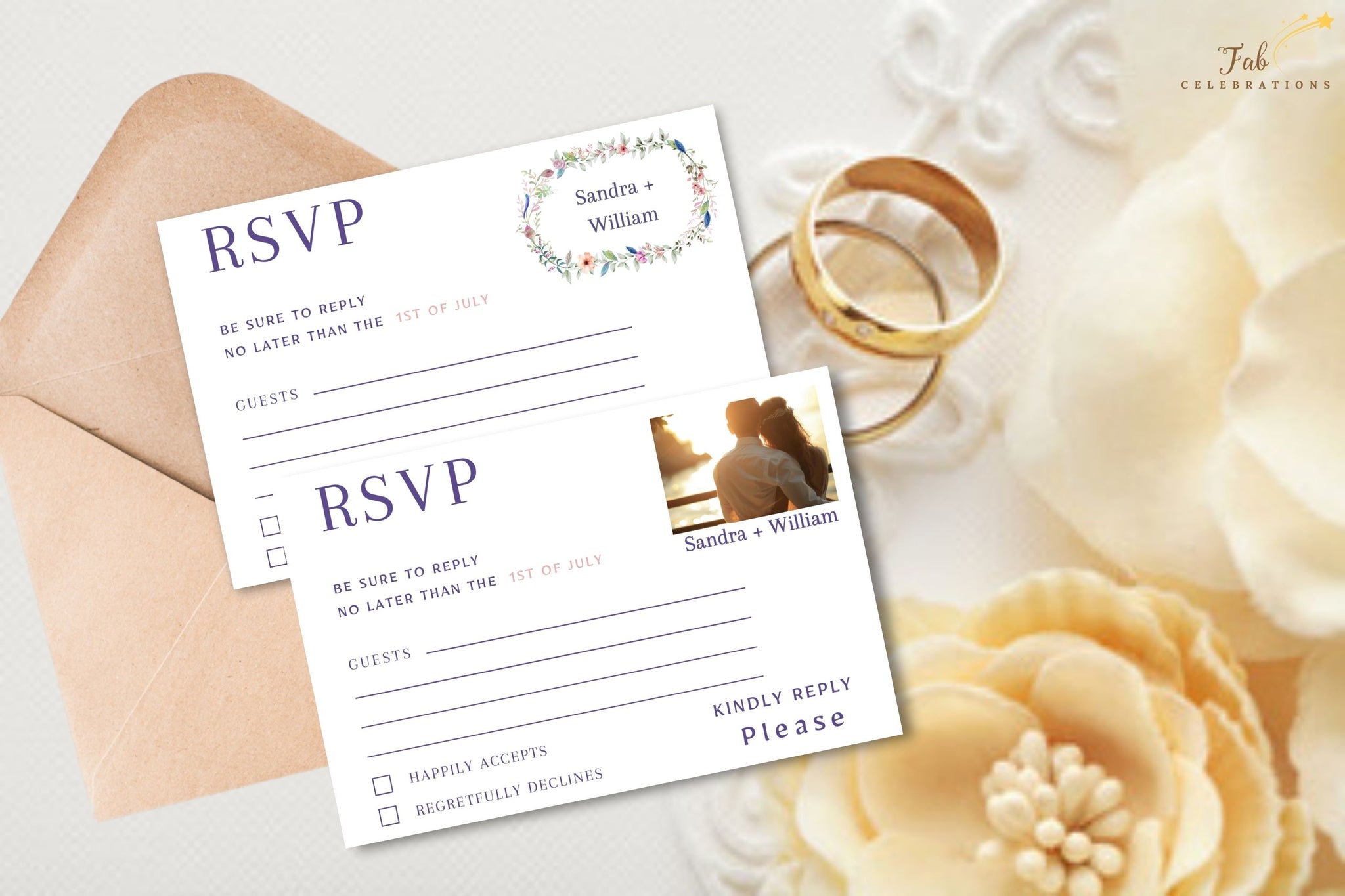 Step-by-step Canva tutorial for editing boho wedding RSVP cards, including customizing guest responses, adjusting floral details, and preparing print-ready files for receptions