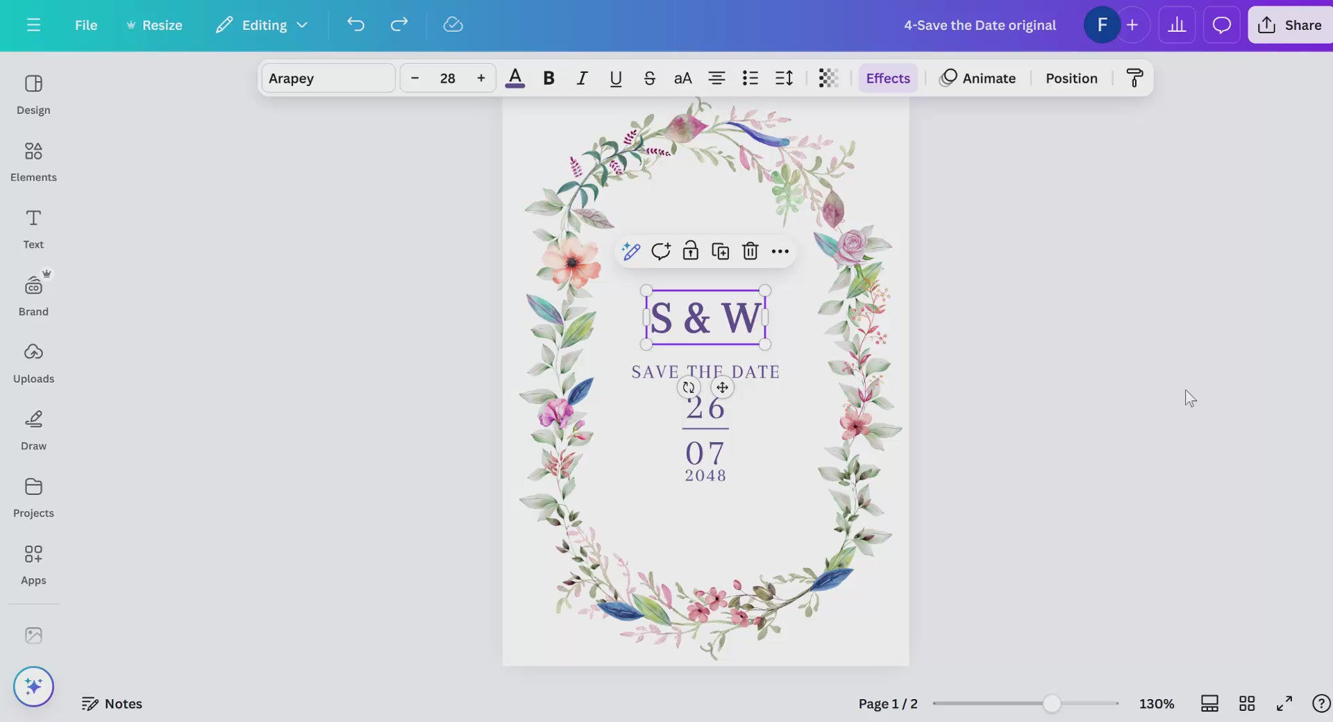 Step-by-step Canva tutorial for editing floral save the date card templates, including name and date customization, color adjustments, and printing preparation for perfect wedding announcements.