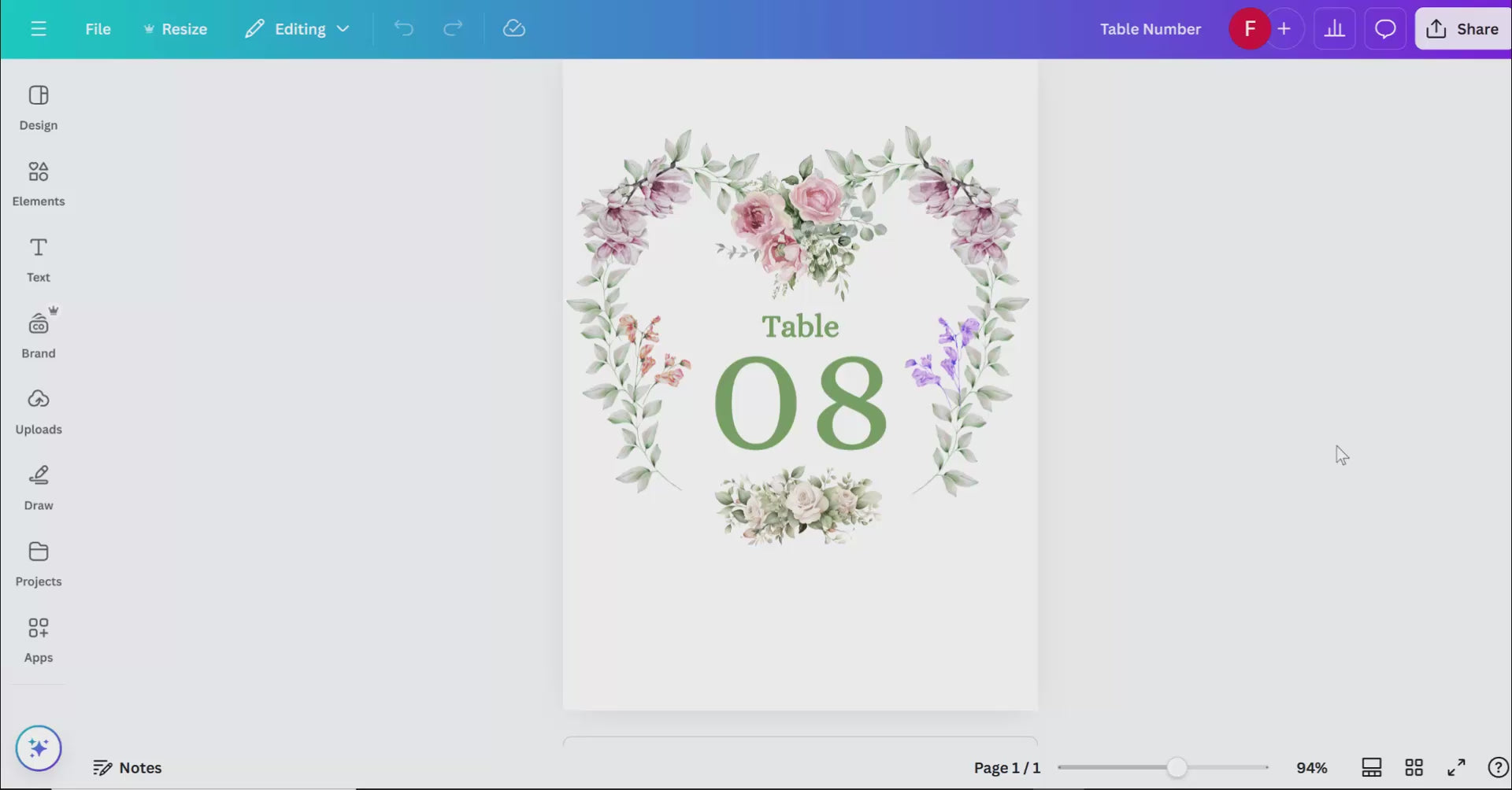 Video presentation of the Table Numbers Wedding set featuring editable Canva templates with pink and green florals — a refined boho design to enhance your reception table decor