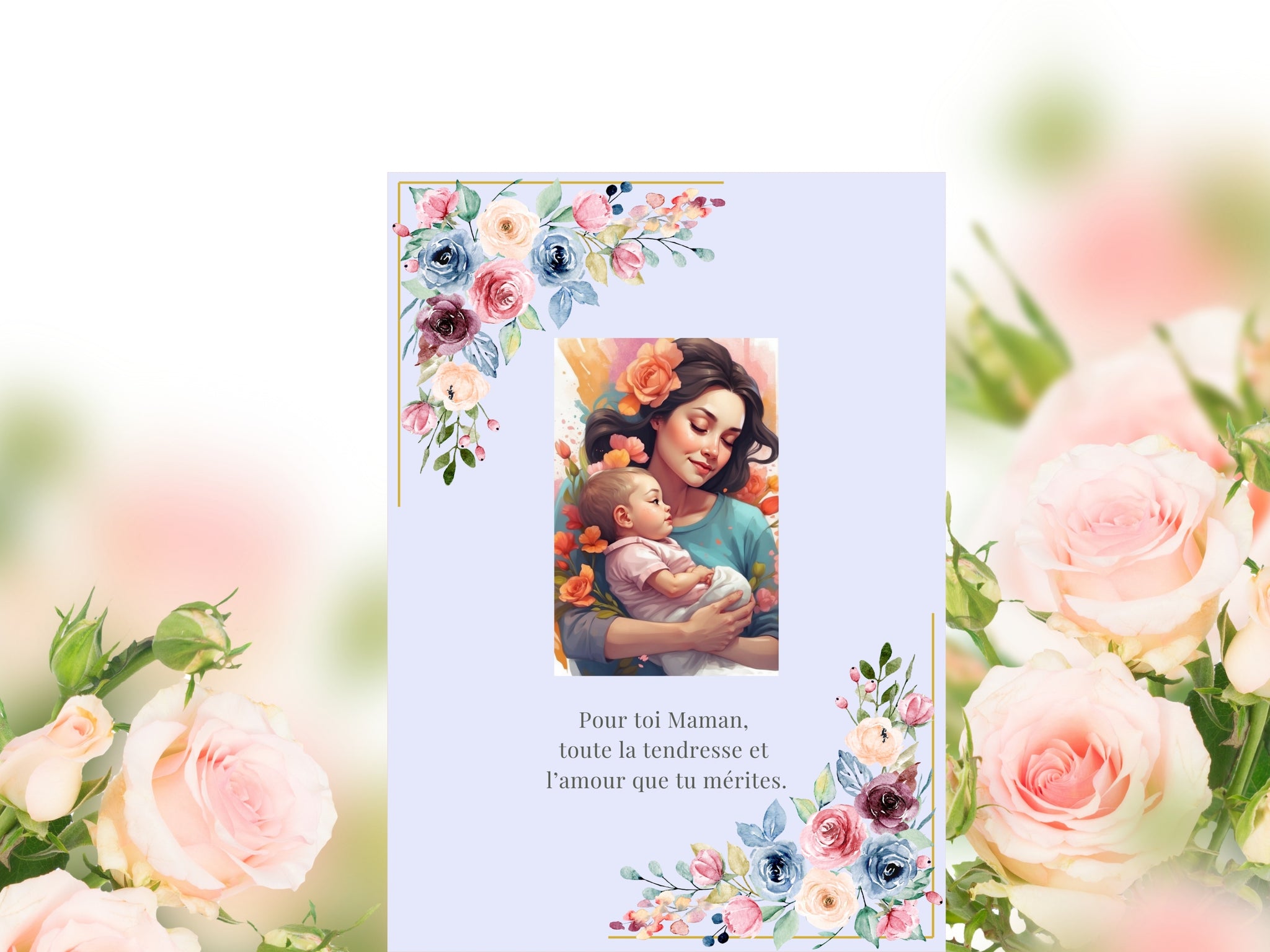 French Quote Mom Card video preview showcasing printable floral greeting cards with blush watercolor-inspired florals, elegant French typography, and graceful Mother’s Day styling.
