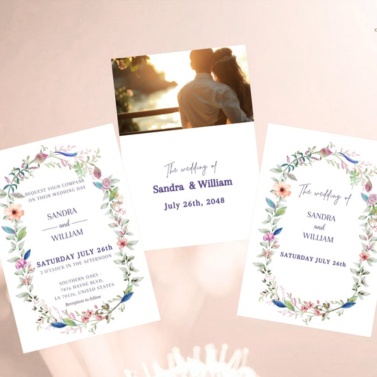 Complete tutorial demonstrating how to customize wedding invitation template designs, including text editing, layout adjustments, and printing preparation for professional results.