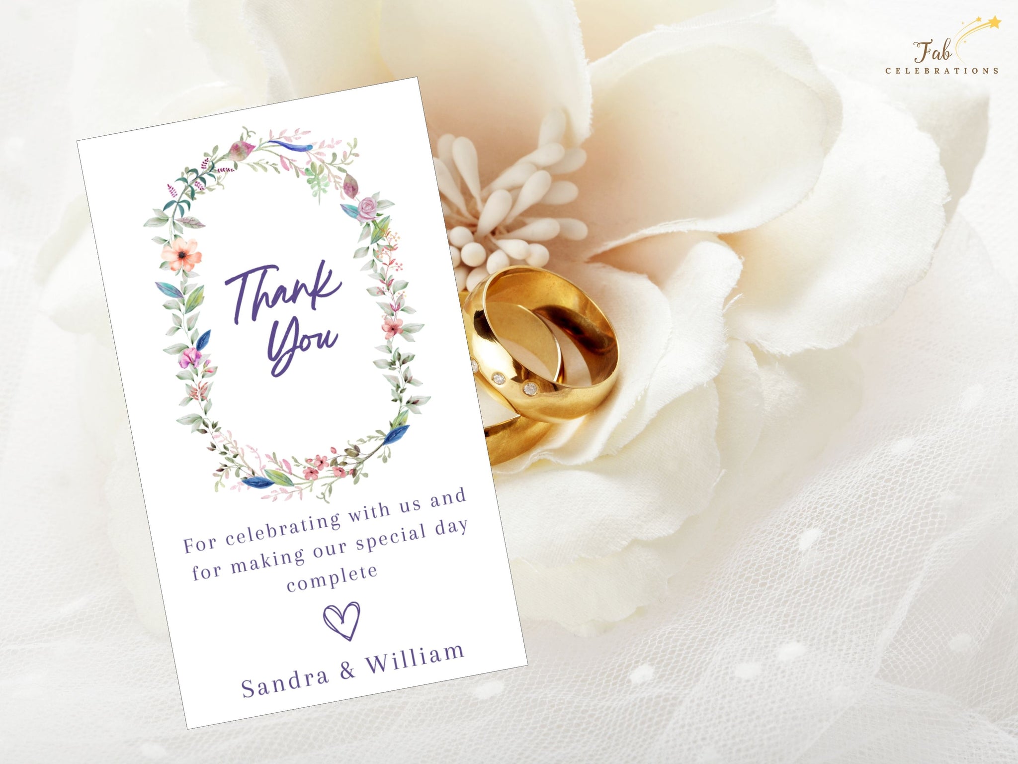 Step-by-step Canva tutorial for editing wedding thank you card templates, including customizing gratitude messages, adjusting floral details, and preparing print-ready files for weddings