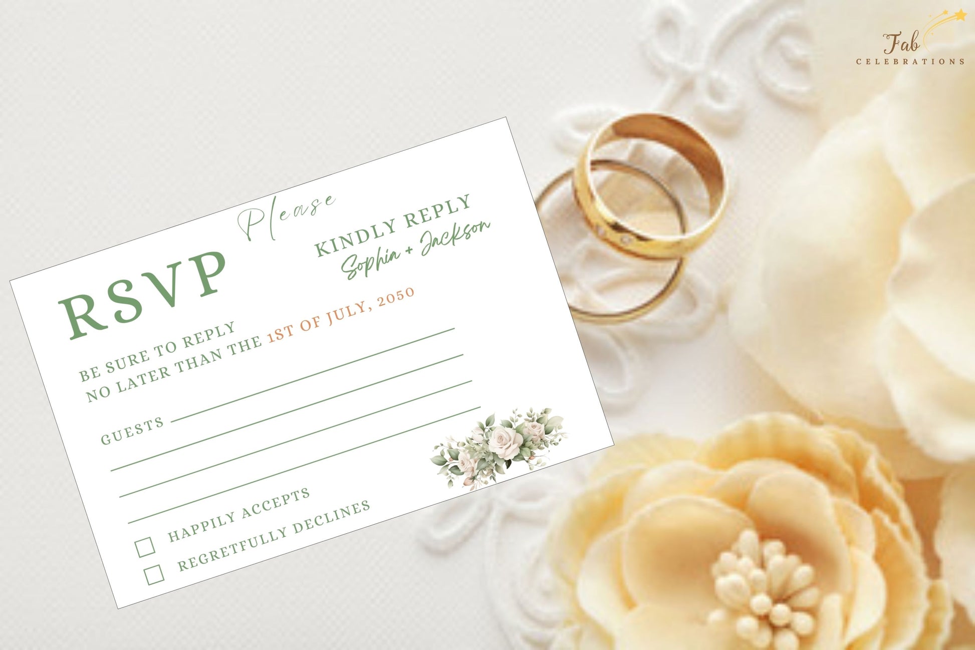 Printable wedding invitations RSVP card garden theme design featuring romantic watercolor florals for elegant outdoor and countryside ceremonies.