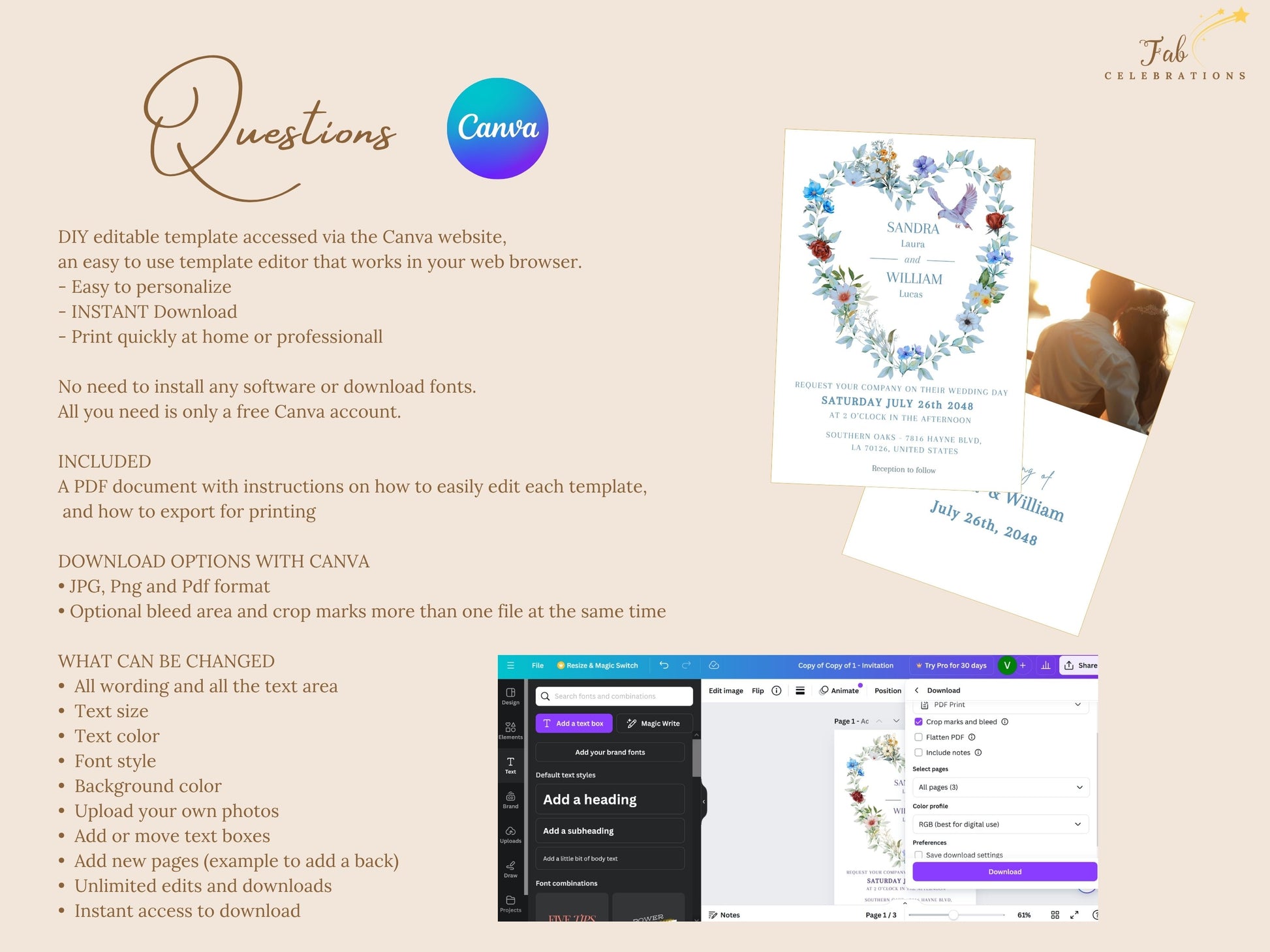 Blue floral heart menu template designed with watercolor-inspired botanical elements and elegant typography to create a harmonious and memorable dining experience.